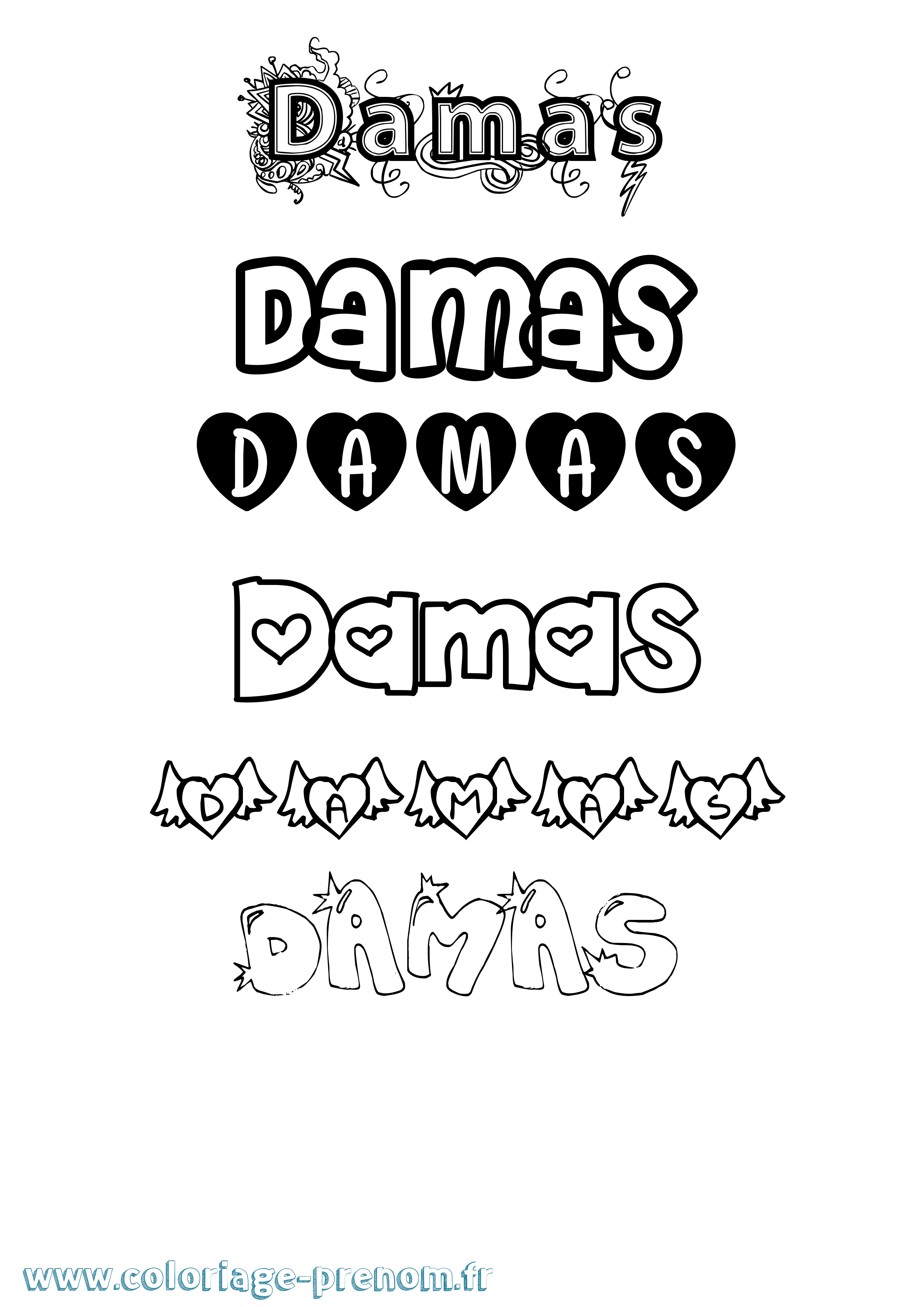 Coloriage Damas Girly Coloriage prénom Damas Girly