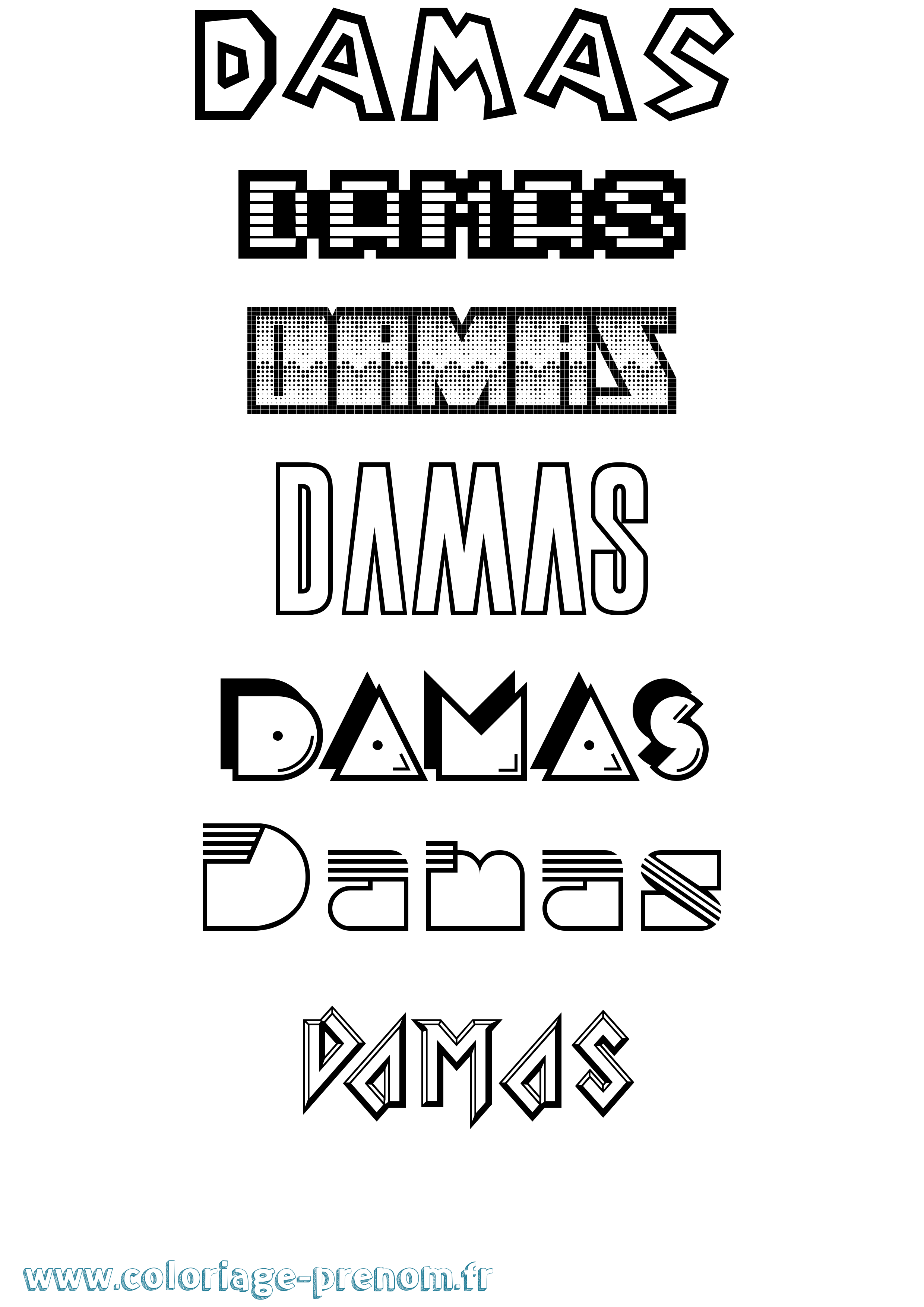 Coloriage Damas Jeux Vidéos Coloriage prénom Damas Jeux Vidéos
