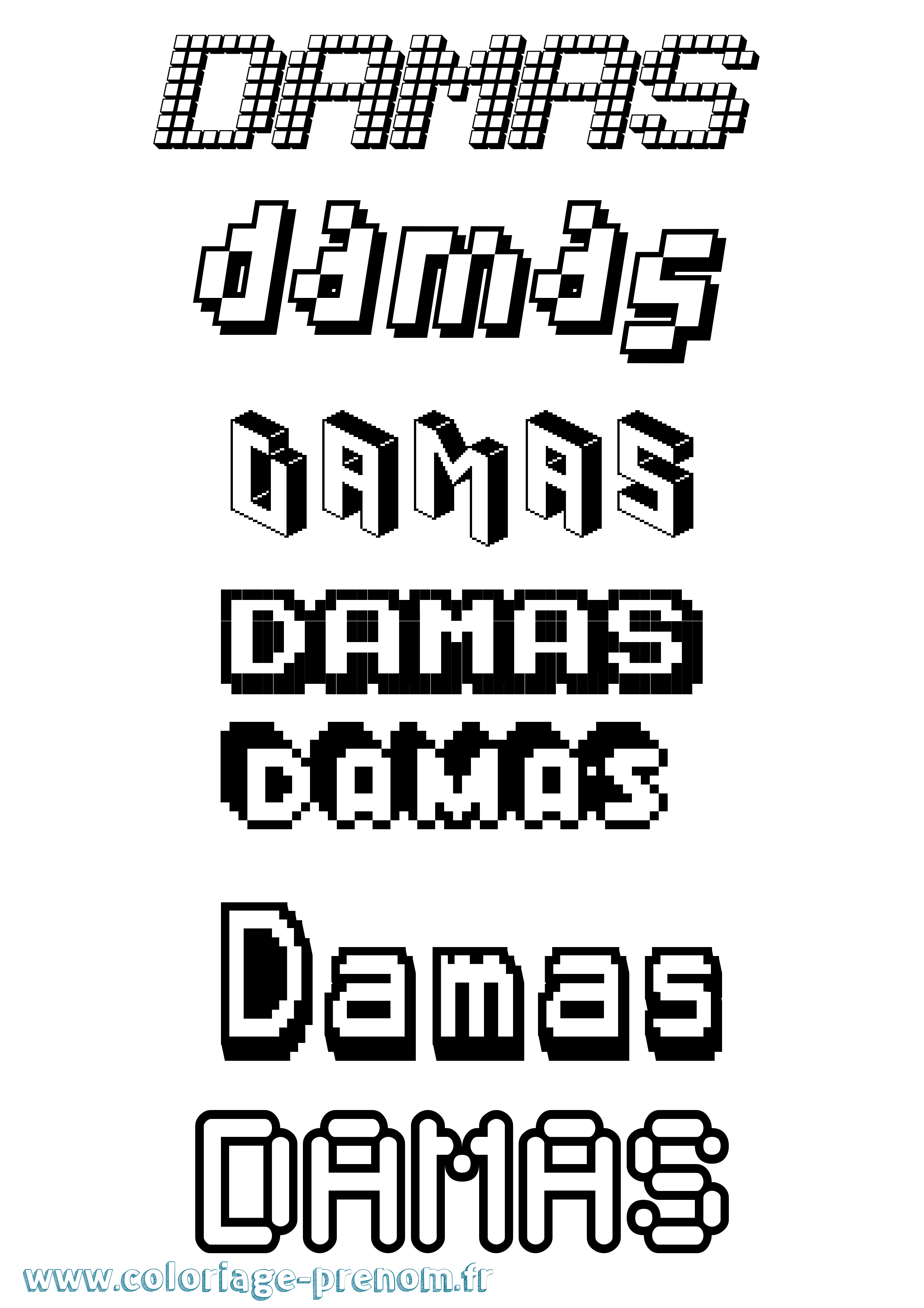 Coloriage Damas Pixel Coloriage prénom Damas Pixel