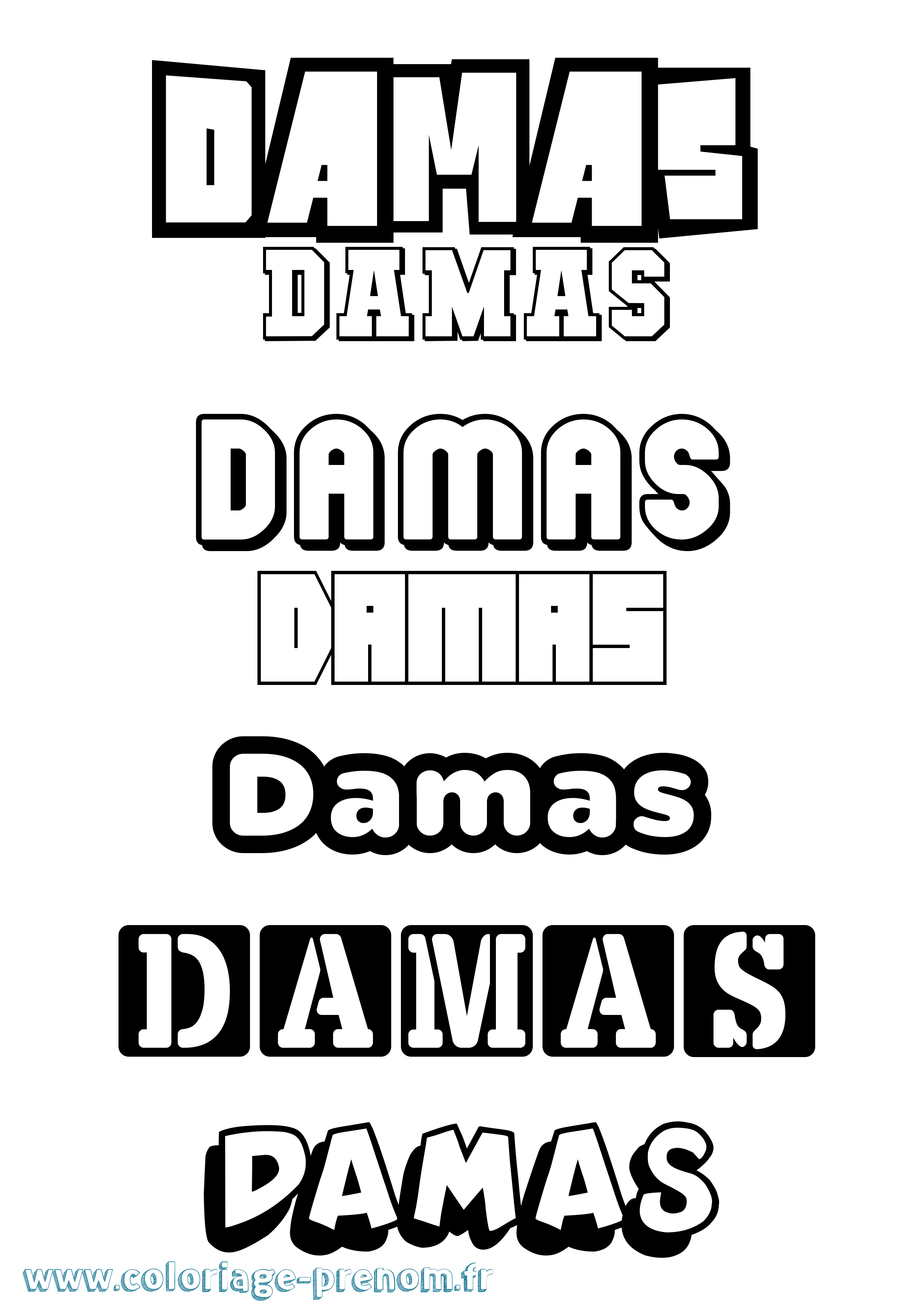 Coloriage Damas Simple Coloriage prénom Damas Simple