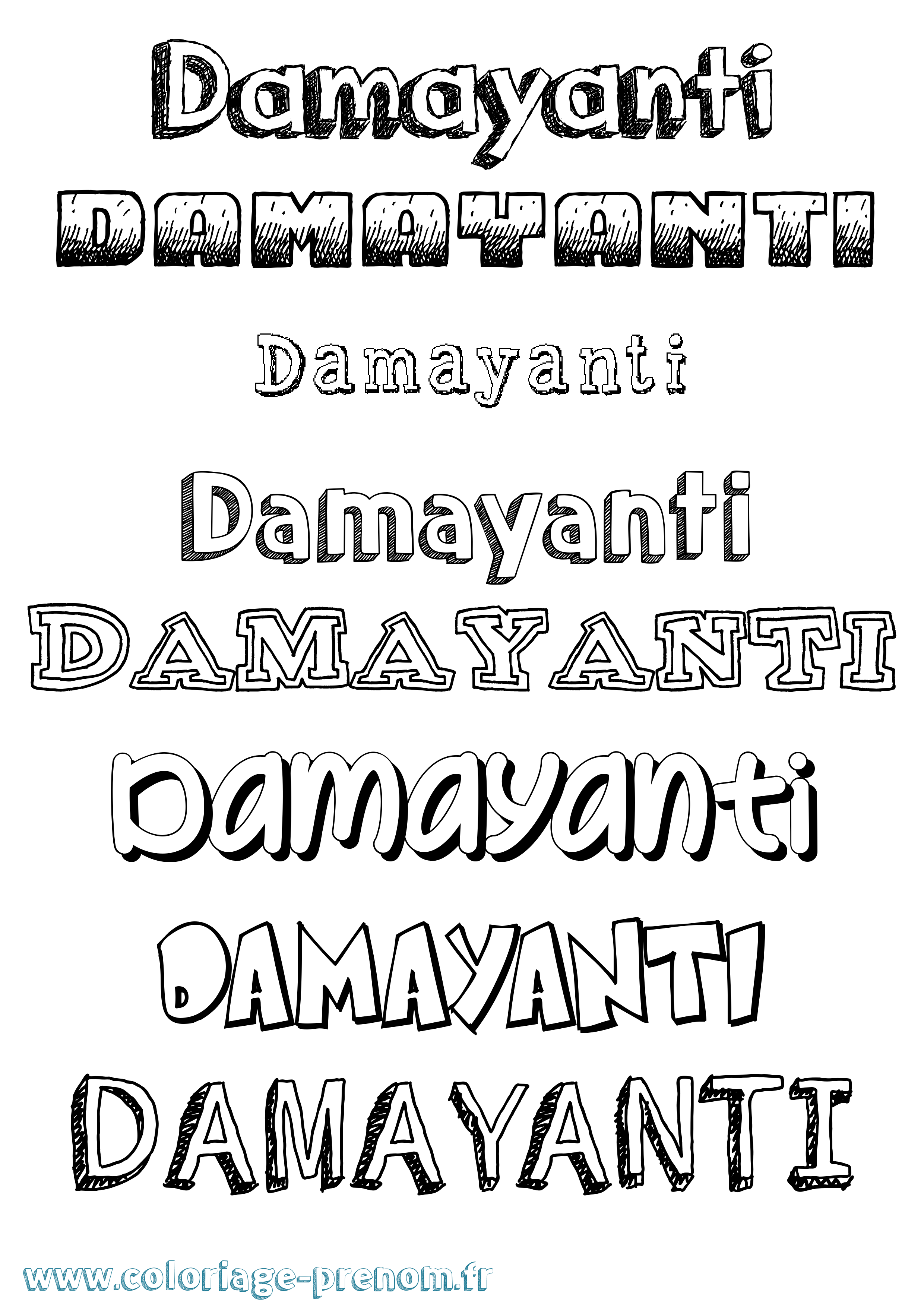 Coloriage Damayanti Dessiné Coloriage prénom Damayanti Dessiné