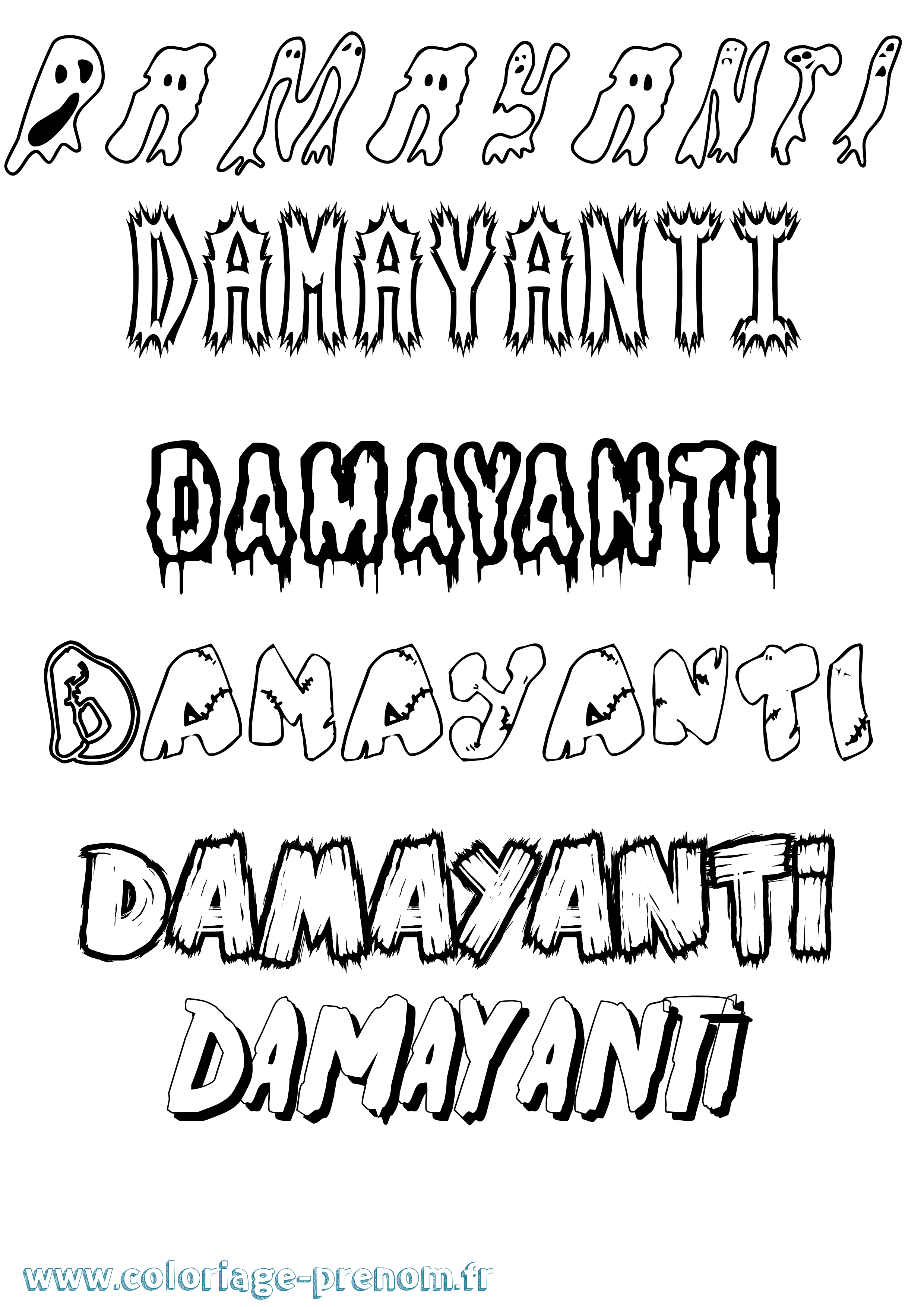 Coloriage Damayanti Frisson Coloriage prénom Damayanti Frisson