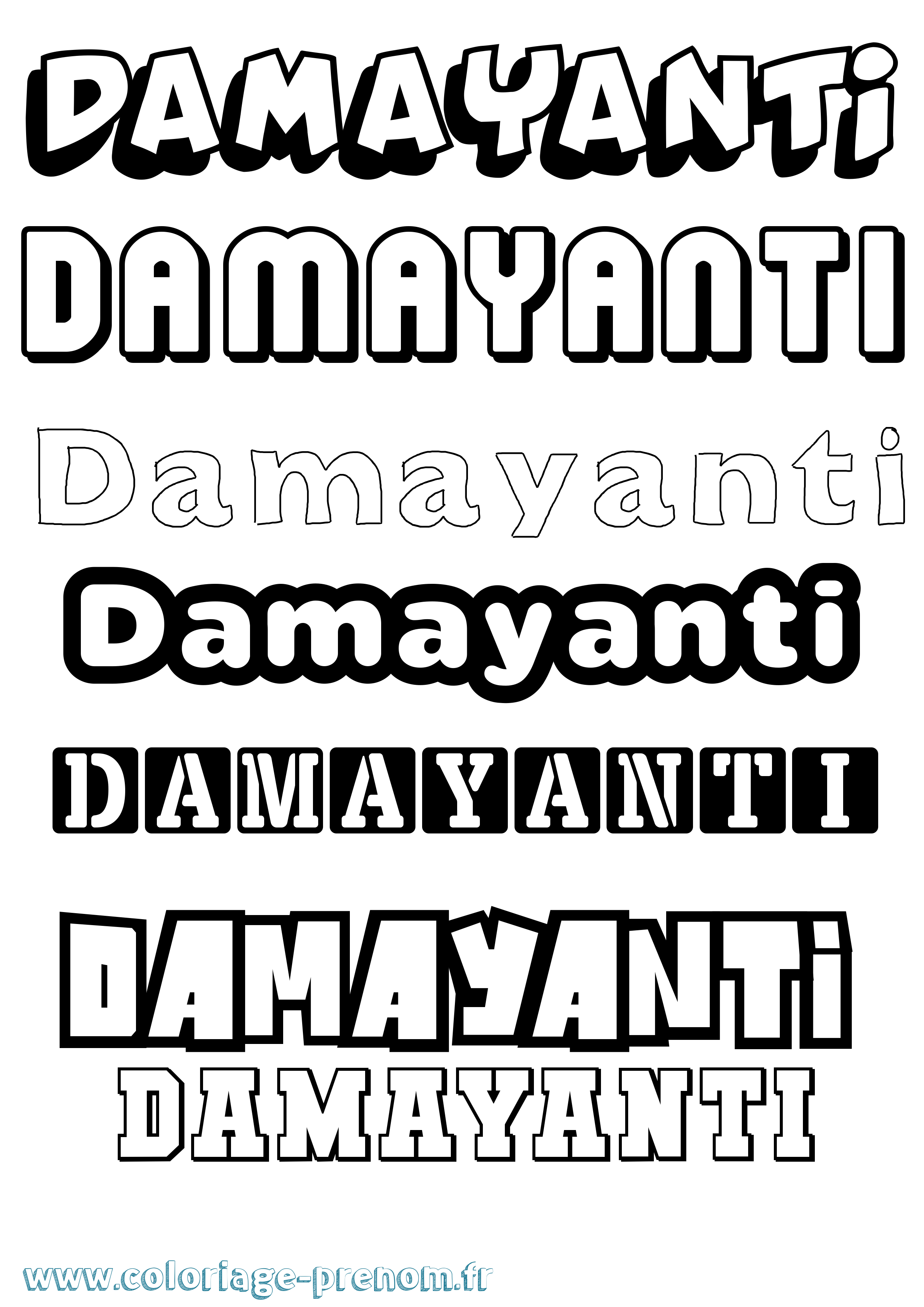 Coloriage prénom Damayanti Simple