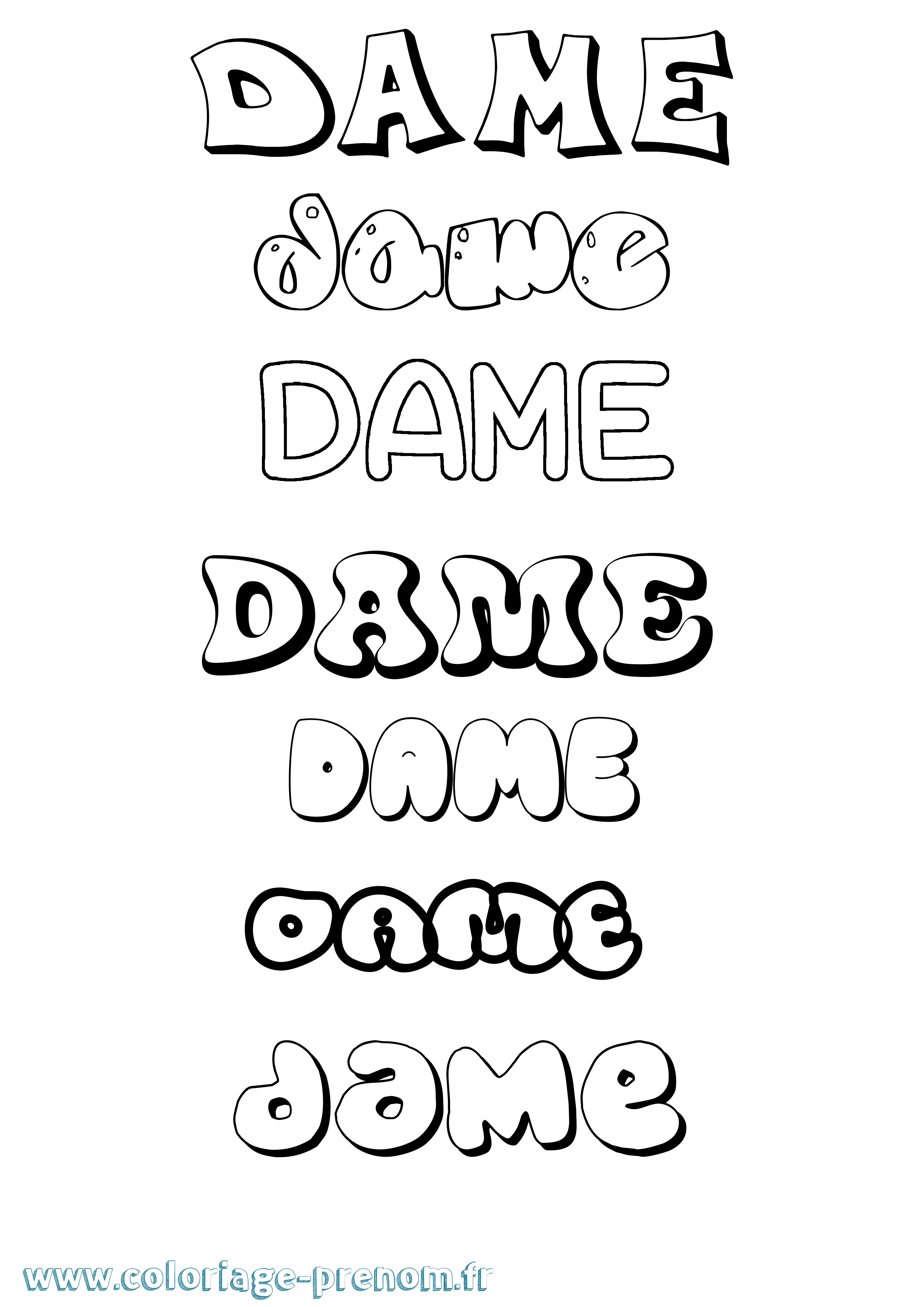 Coloriage Dame Bubble Coloriage prénom Dame Bubble