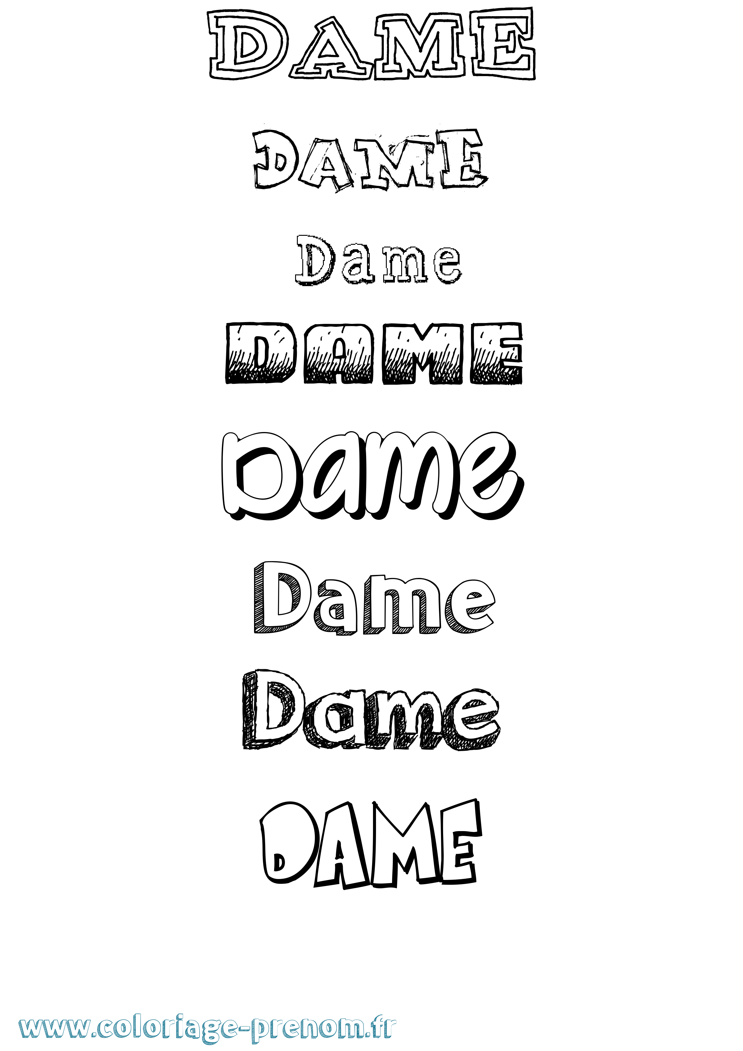 Coloriage Dame Dessiné Coloriage prénom Dame Dessiné