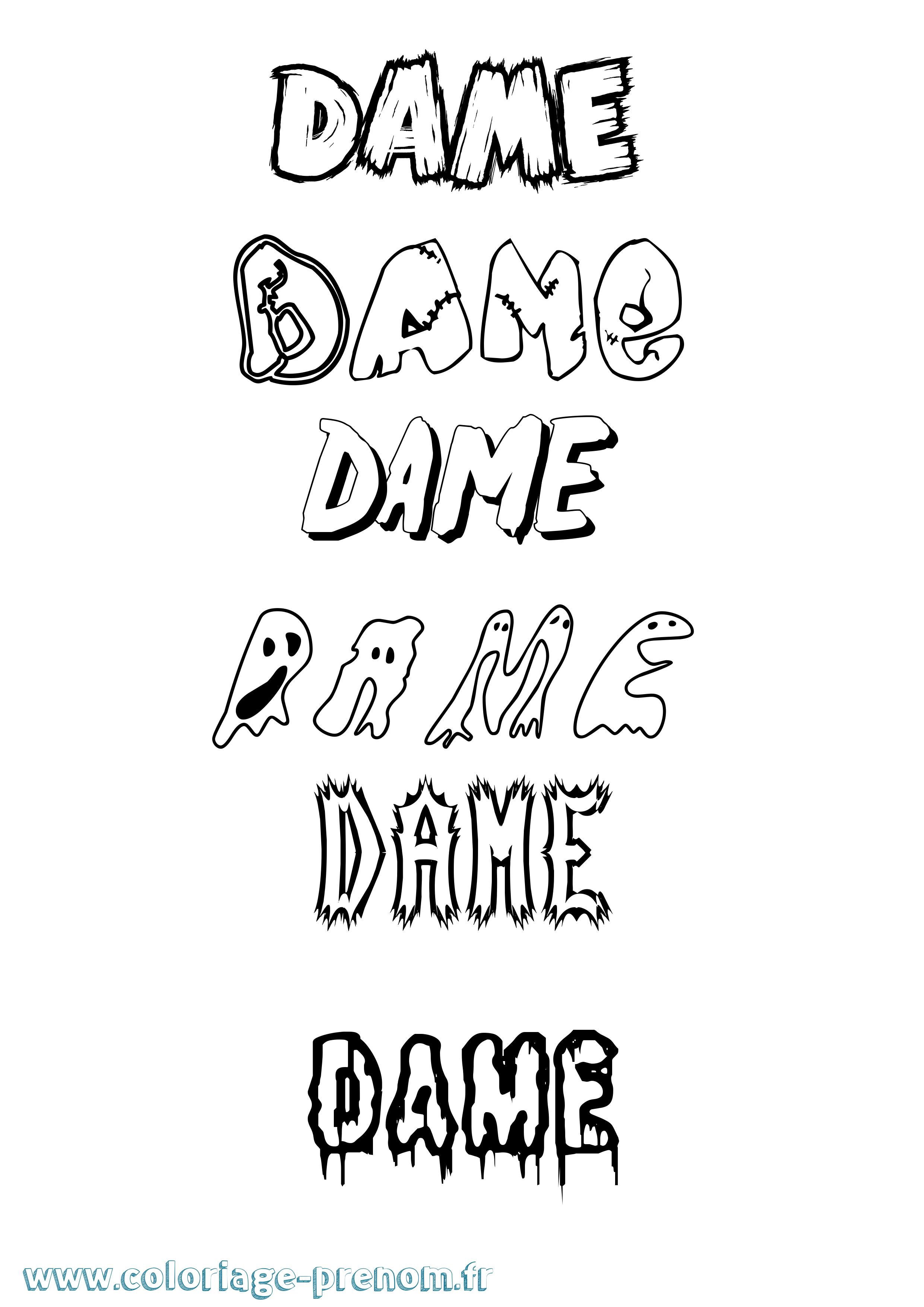 Coloriage Dame Frisson Coloriage prénom Dame Frisson