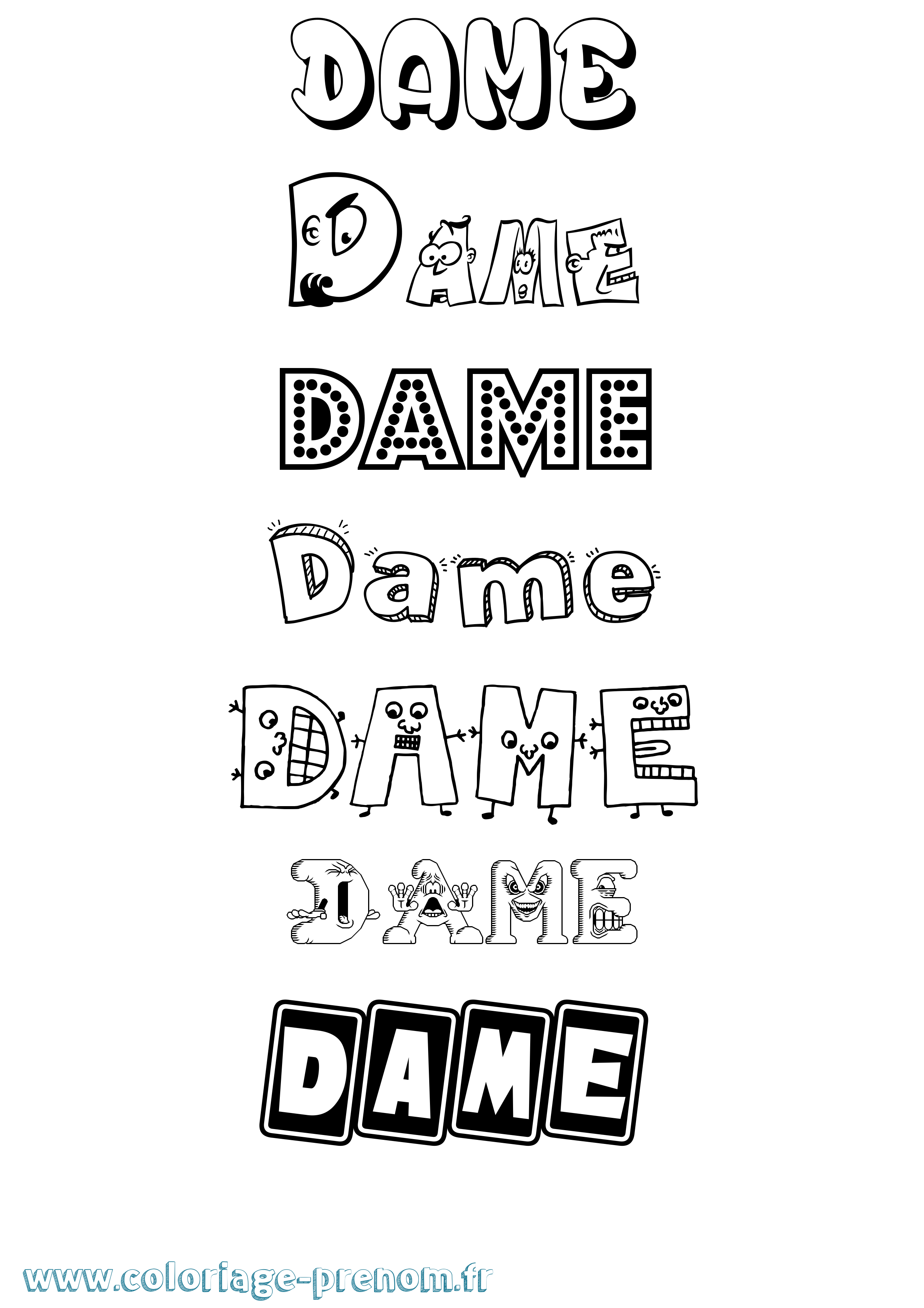 Coloriage Dame Fun Coloriage prénom Dame Fun