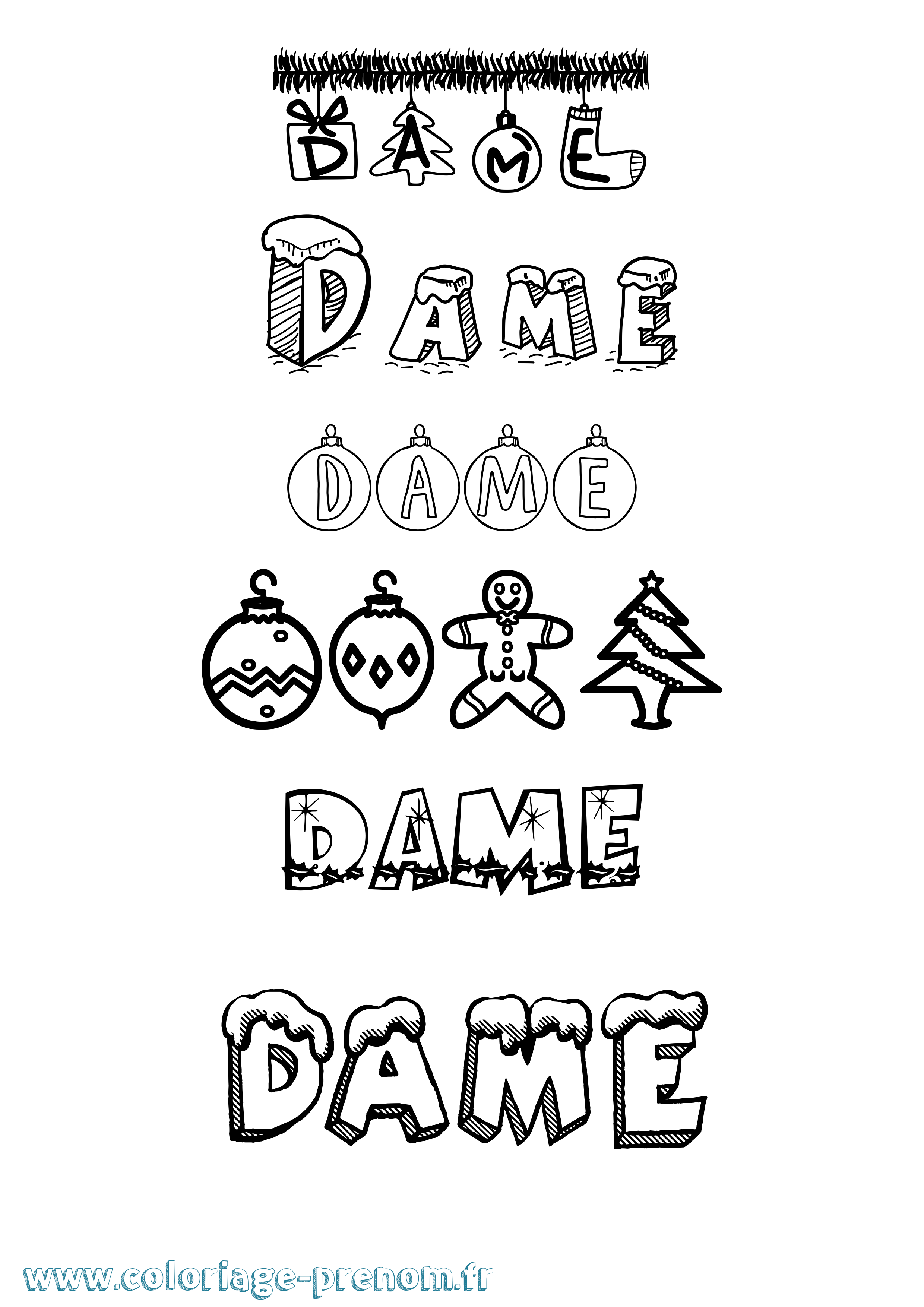 Coloriage Dame Noël Coloriage prénom Dame Noël