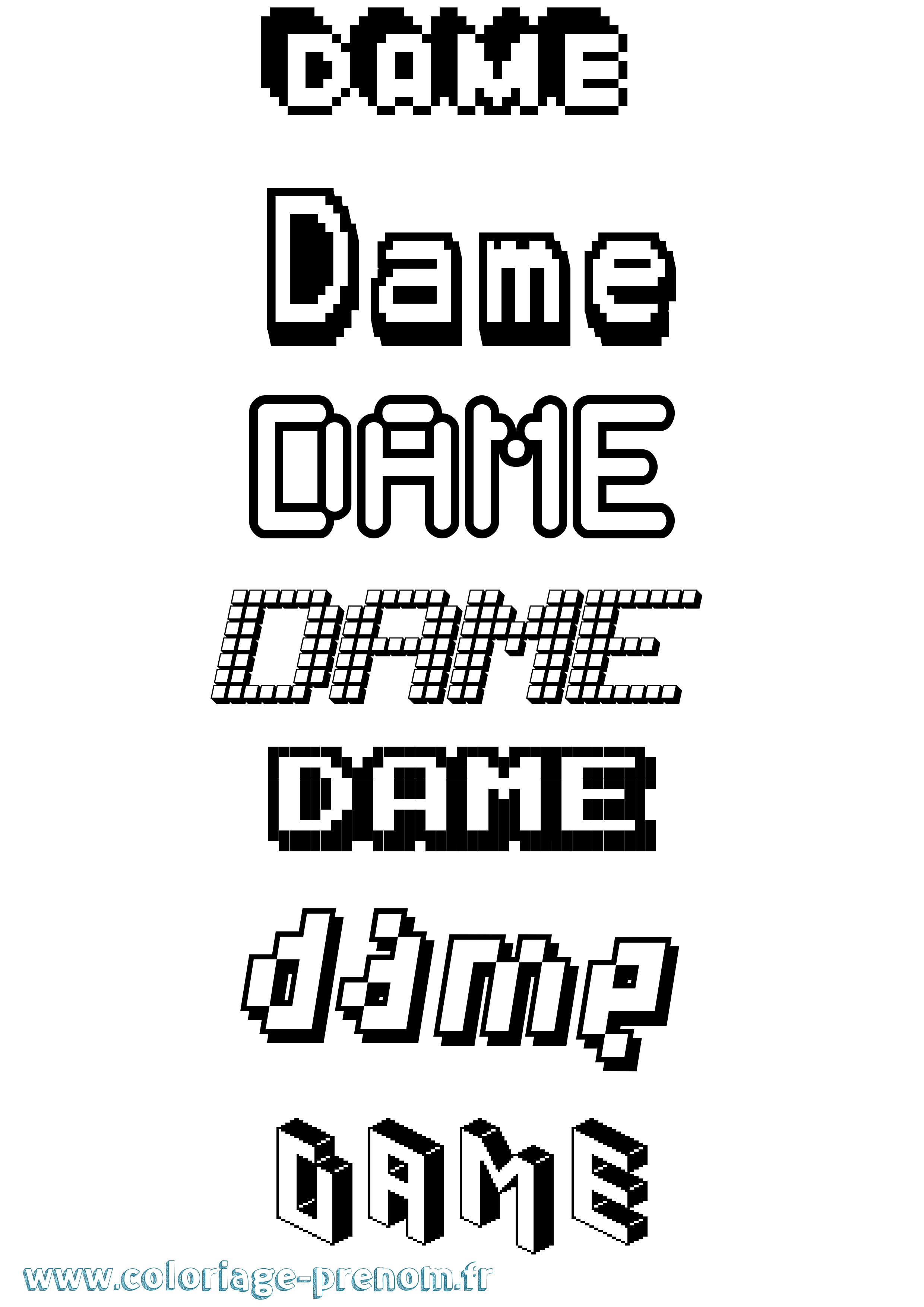 Coloriage Dame Pixel Coloriage prénom Dame Pixel