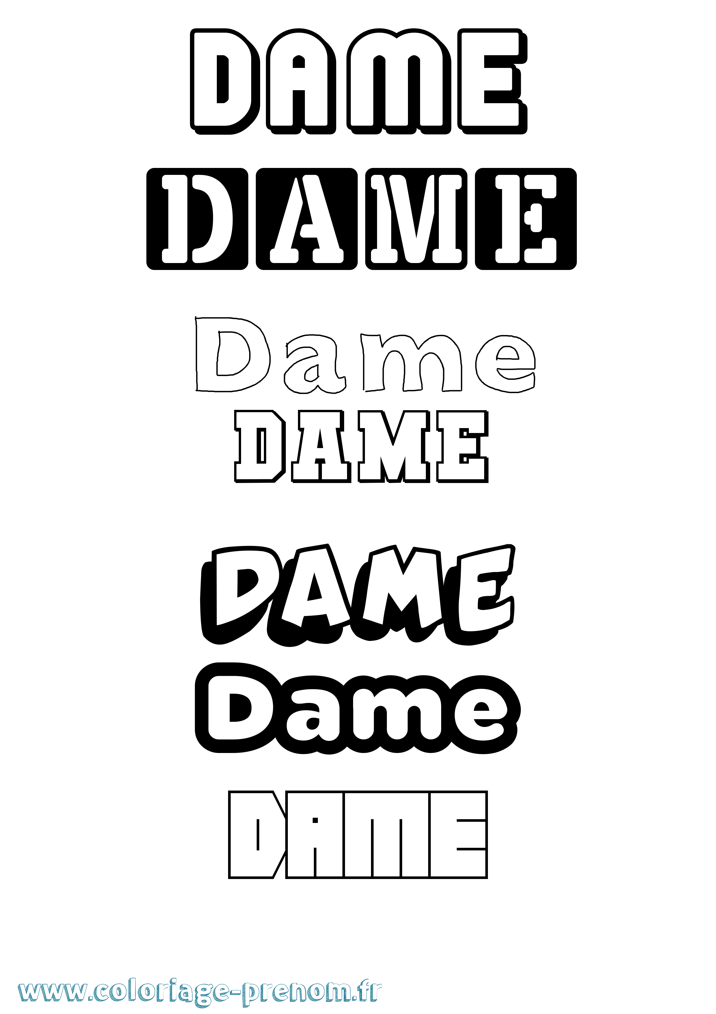 Coloriage Dame Simple Coloriage prénom Dame Simple