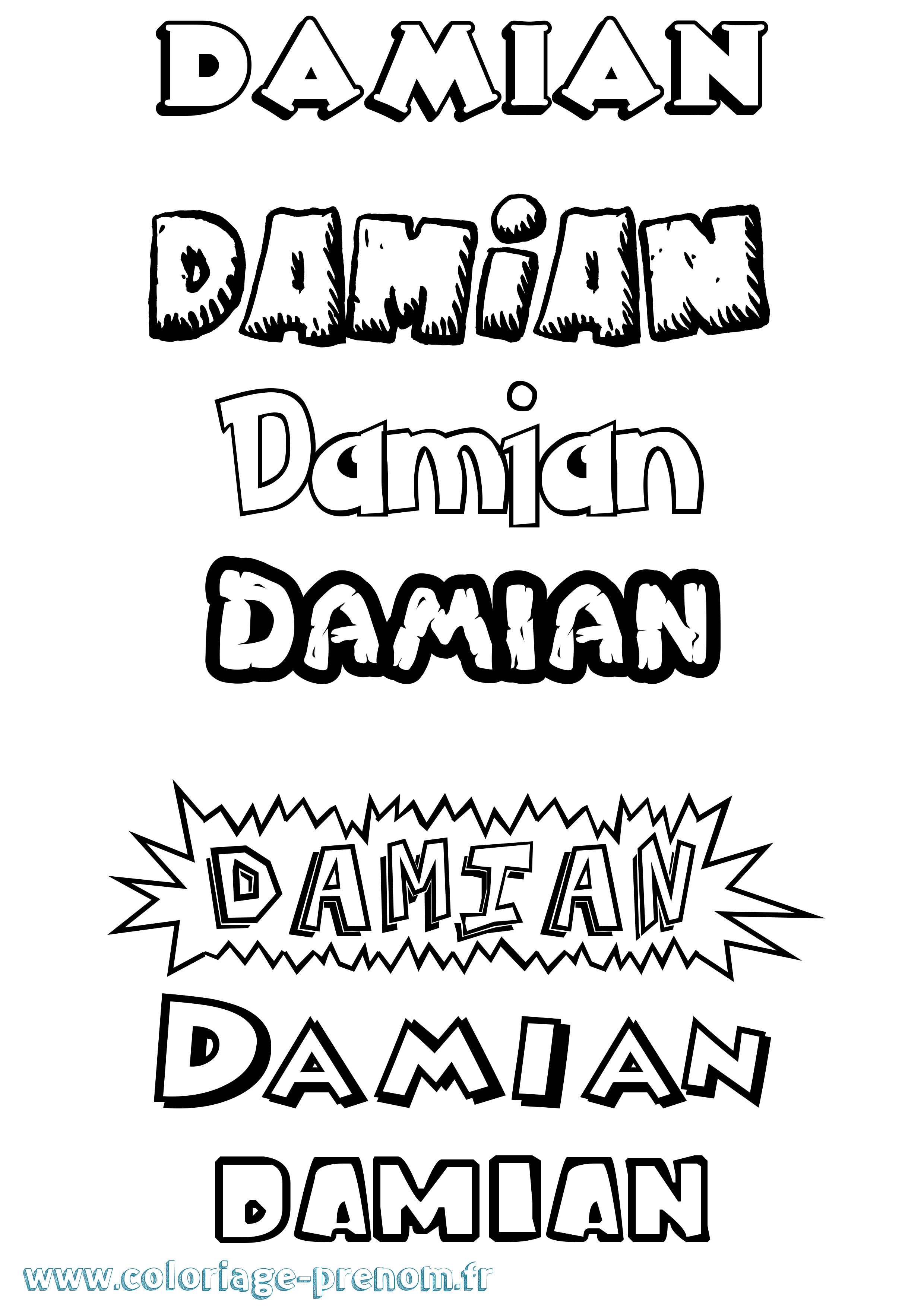 Coloriage prénom Damian Dessin Animé
