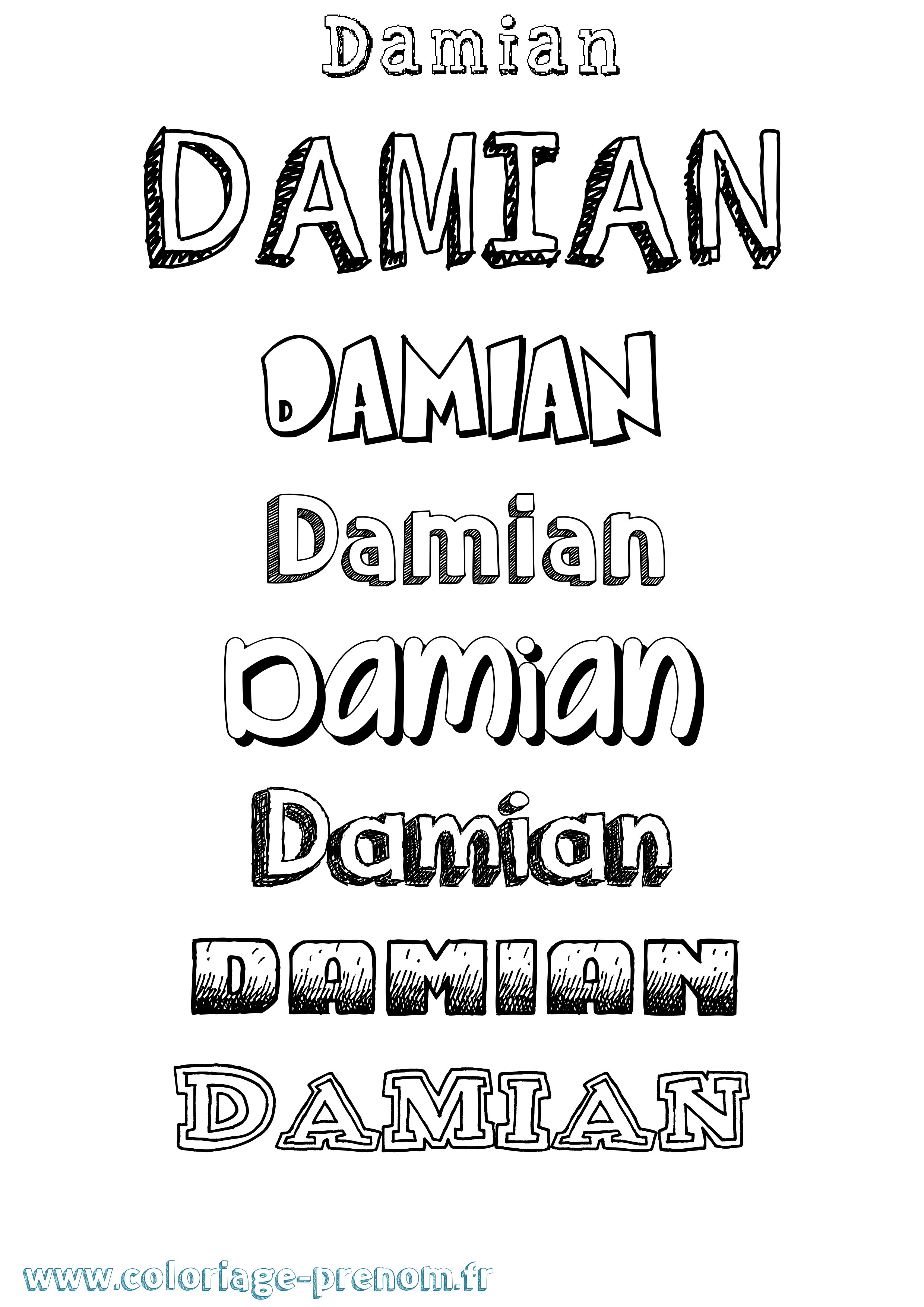 Coloriage prénom Damian Dessiné