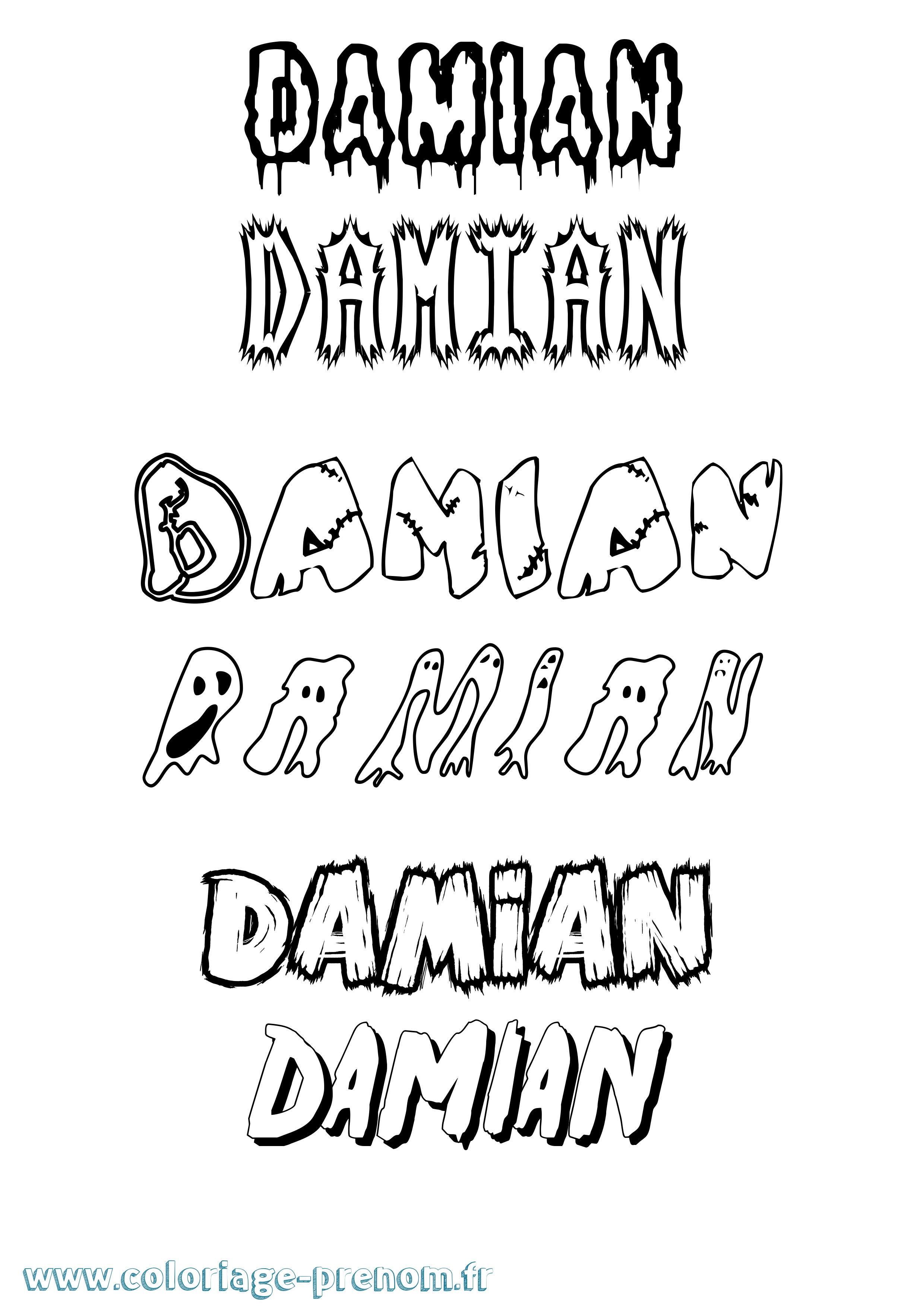 Coloriage prénom Damian Frisson
