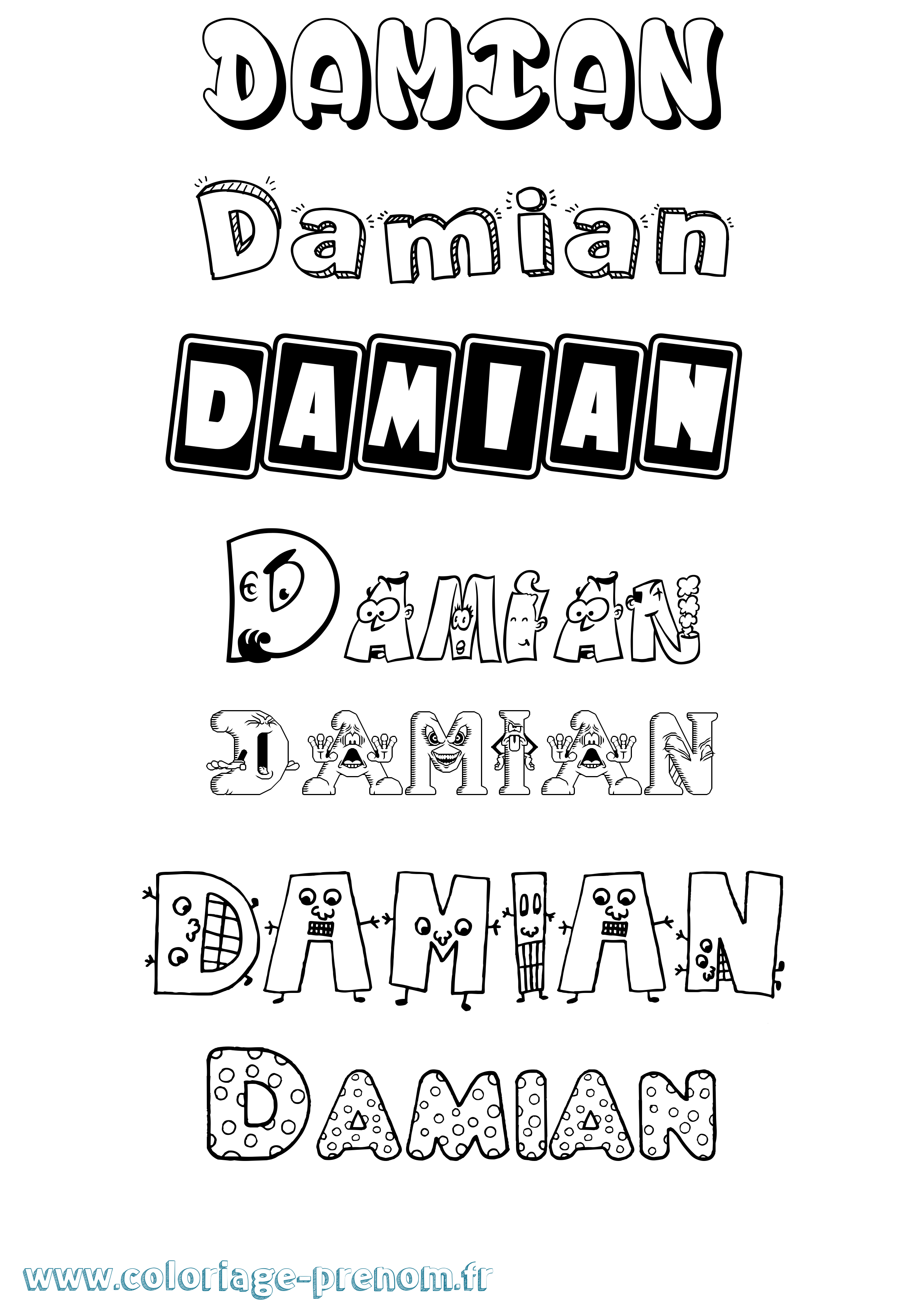 Coloriage prénom Damian Fun