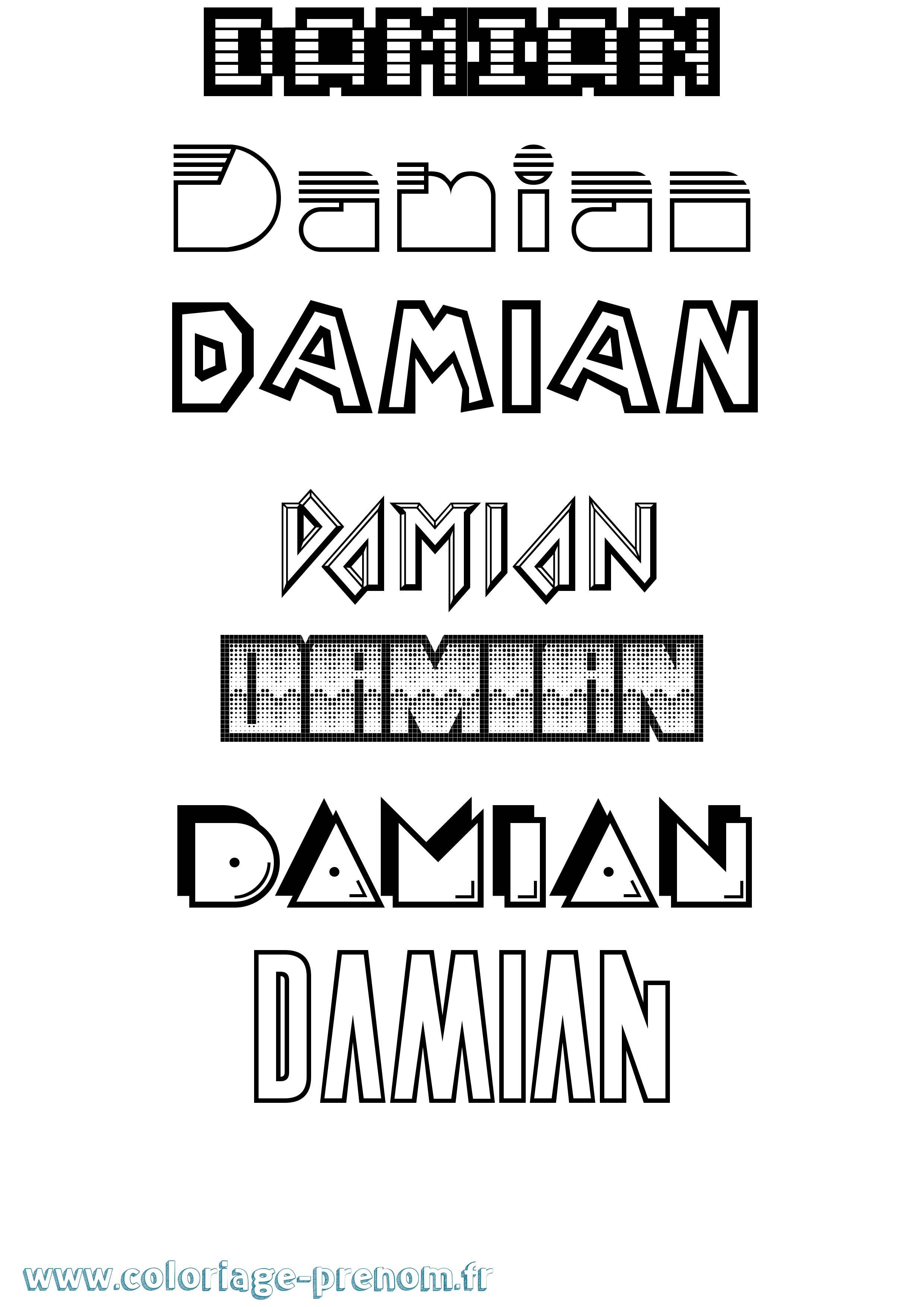 Coloriage prénom Damian Jeux Vidéos