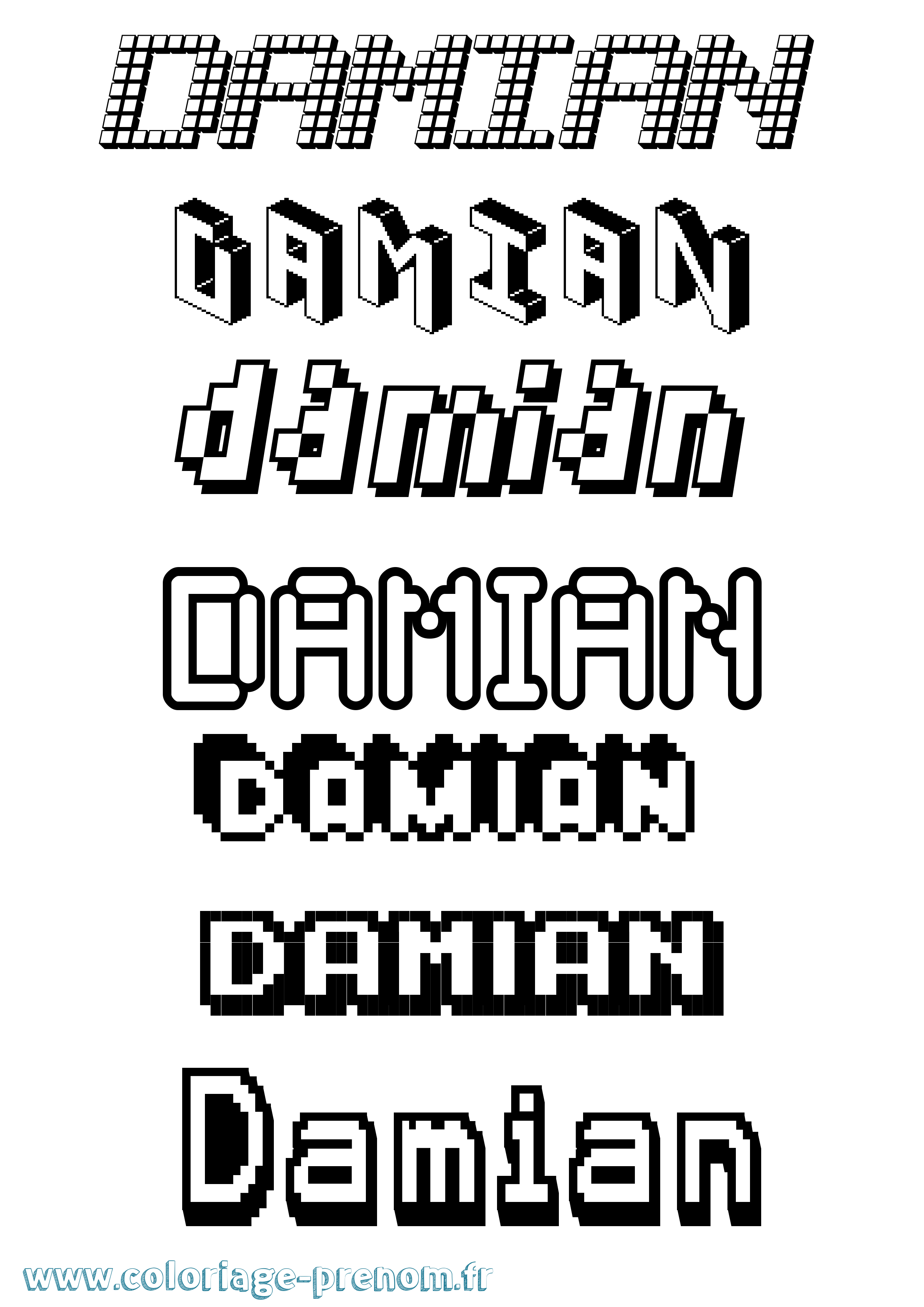 Coloriage prénom Damian Pixel