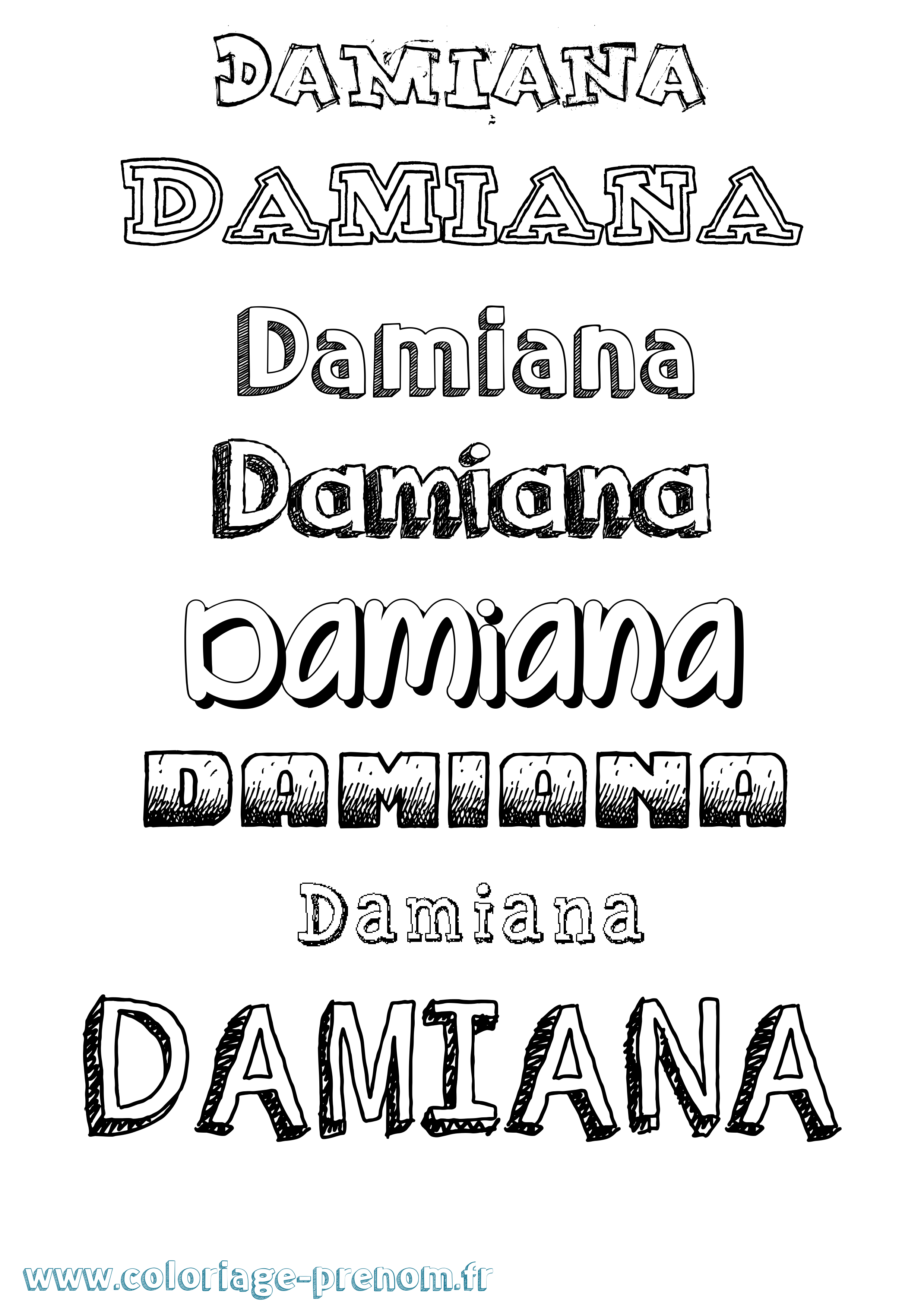 Coloriage prénom Damiana Dessiné