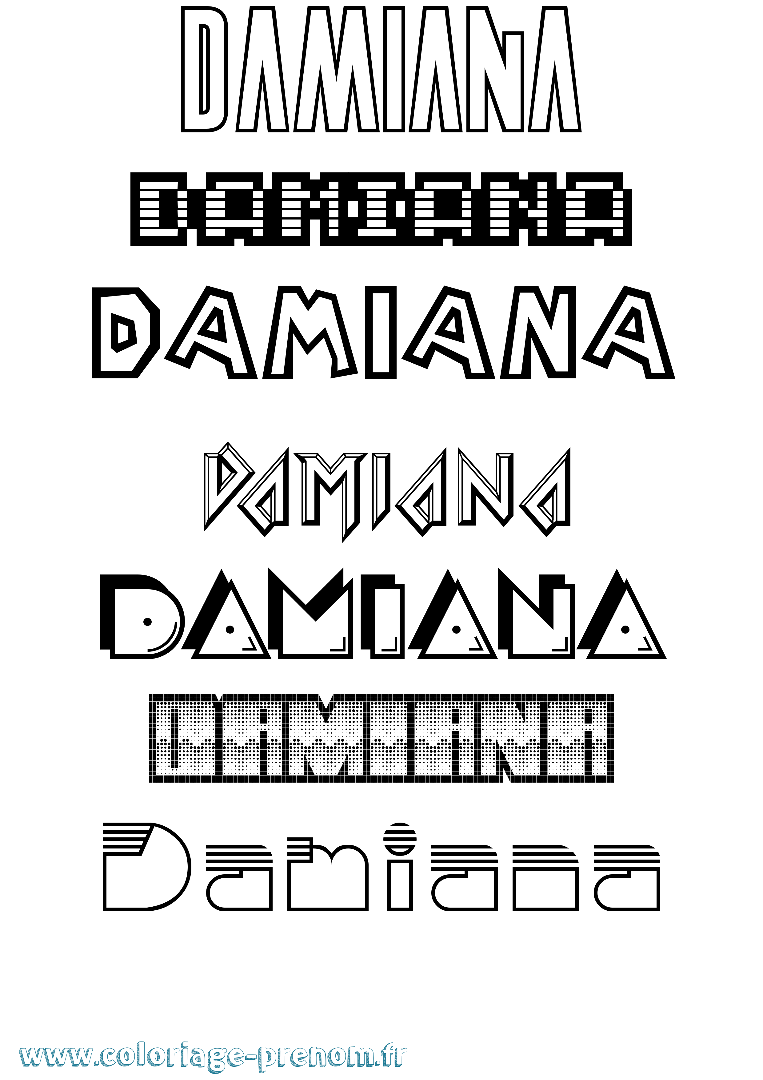 Coloriage prénom Damiana Jeux Vidéos