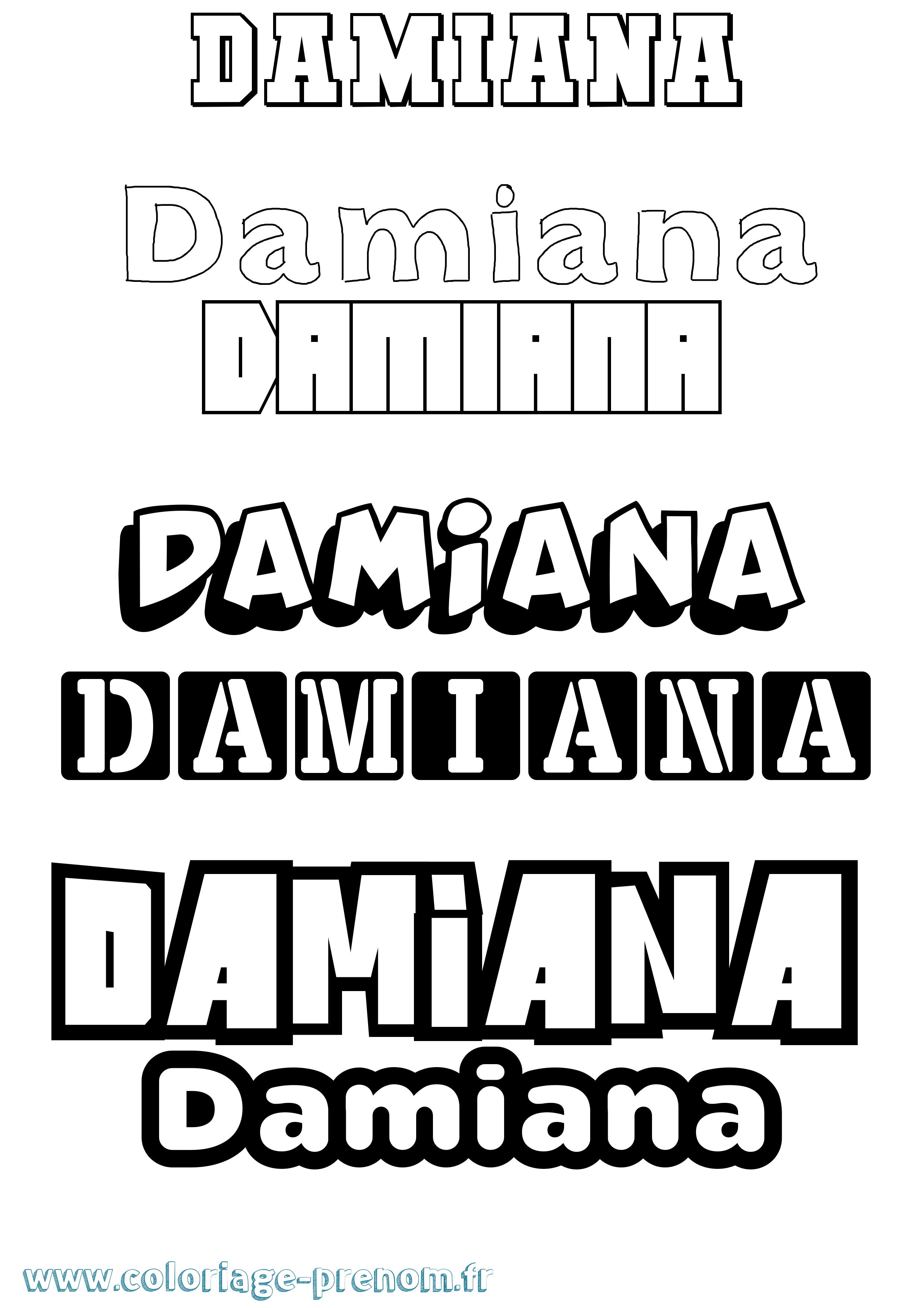 Coloriage prénom Damiana Simple