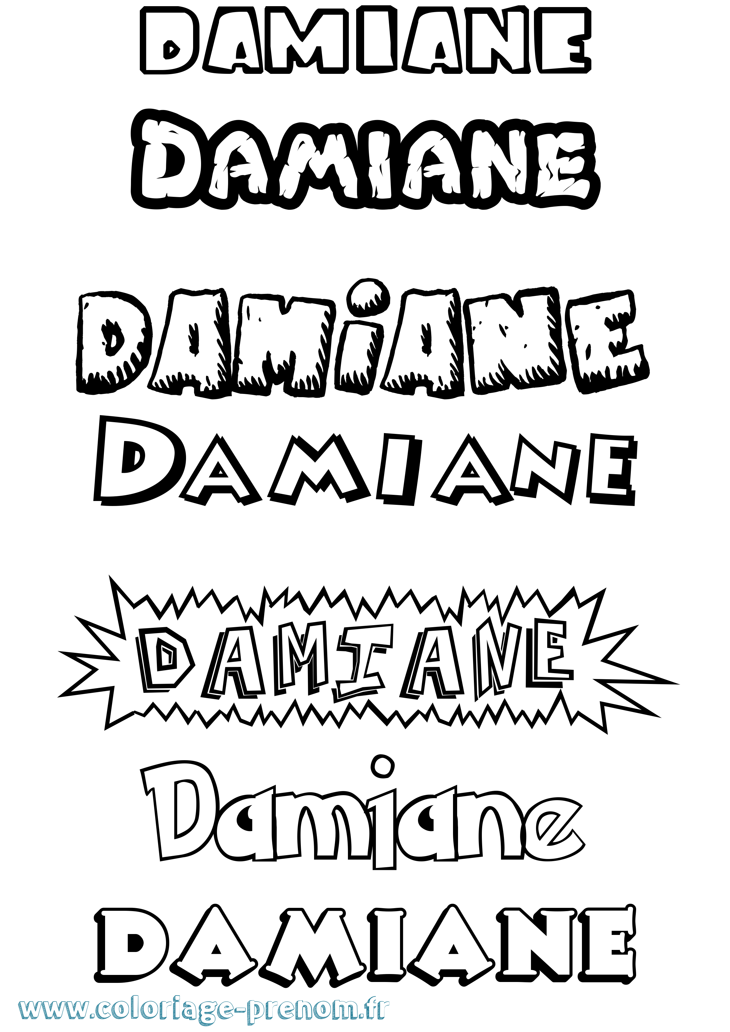 Coloriage Damiane Dessin Animé Coloriage prénom Damiane Dessin Animé