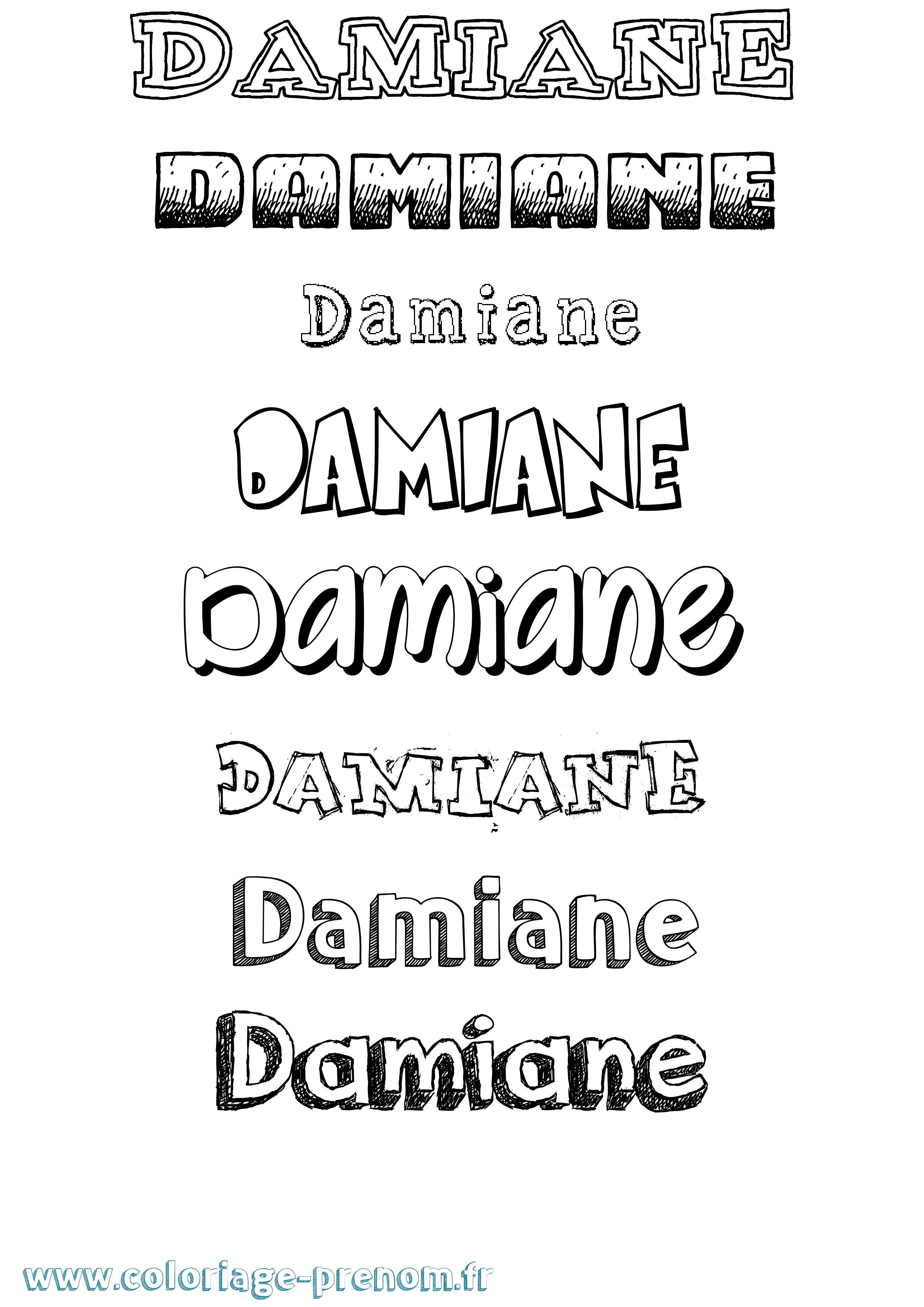 Coloriage Damiane Dessiné Coloriage prénom Damiane Dessiné