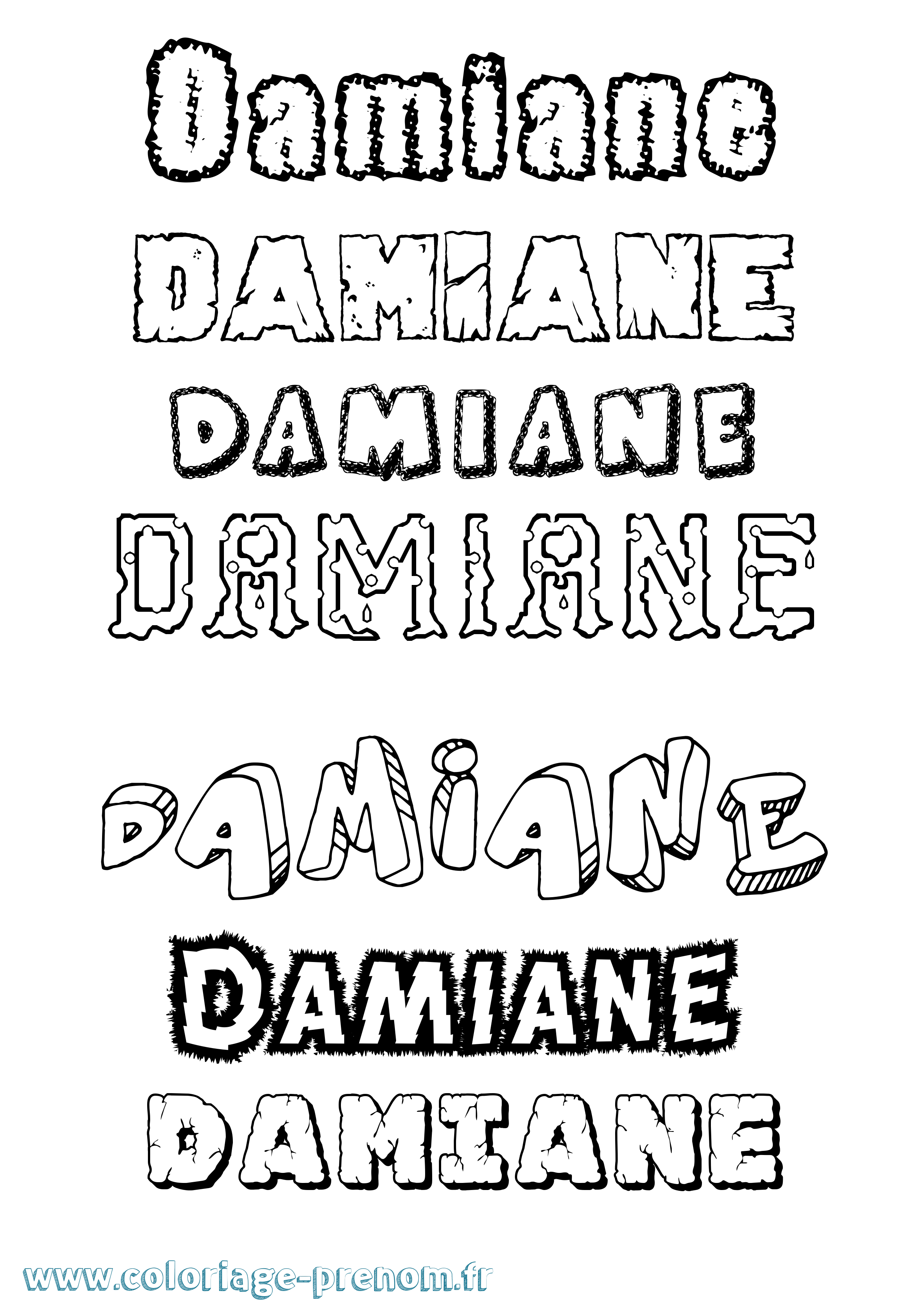 Coloriage Damiane Destructuré Coloriage prénom Damiane Destructuré
