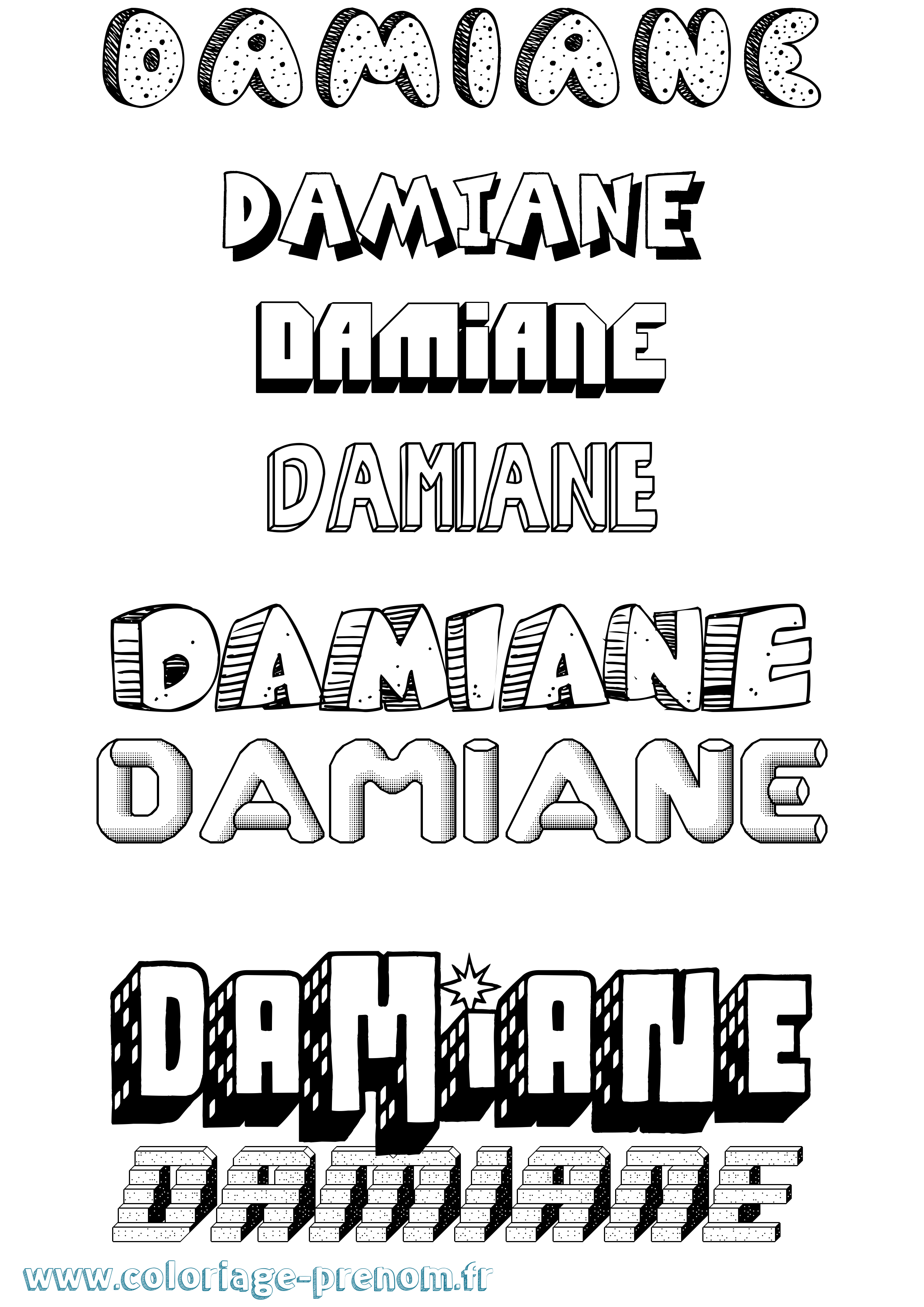 Coloriage Damiane Effet 3D Coloriage prénom Damiane Effet 3D