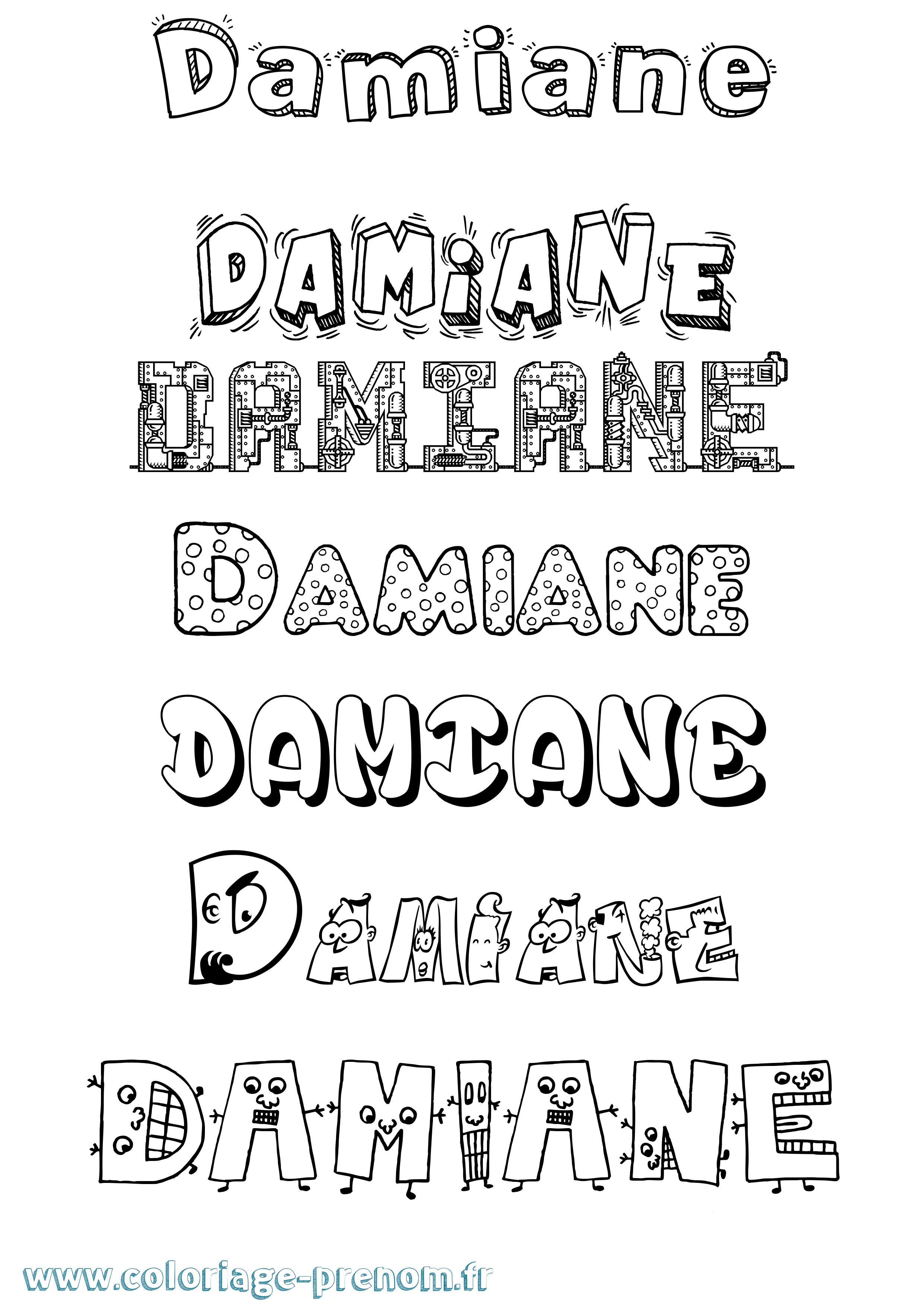 Coloriage Damiane Fun Coloriage prénom Damiane Fun