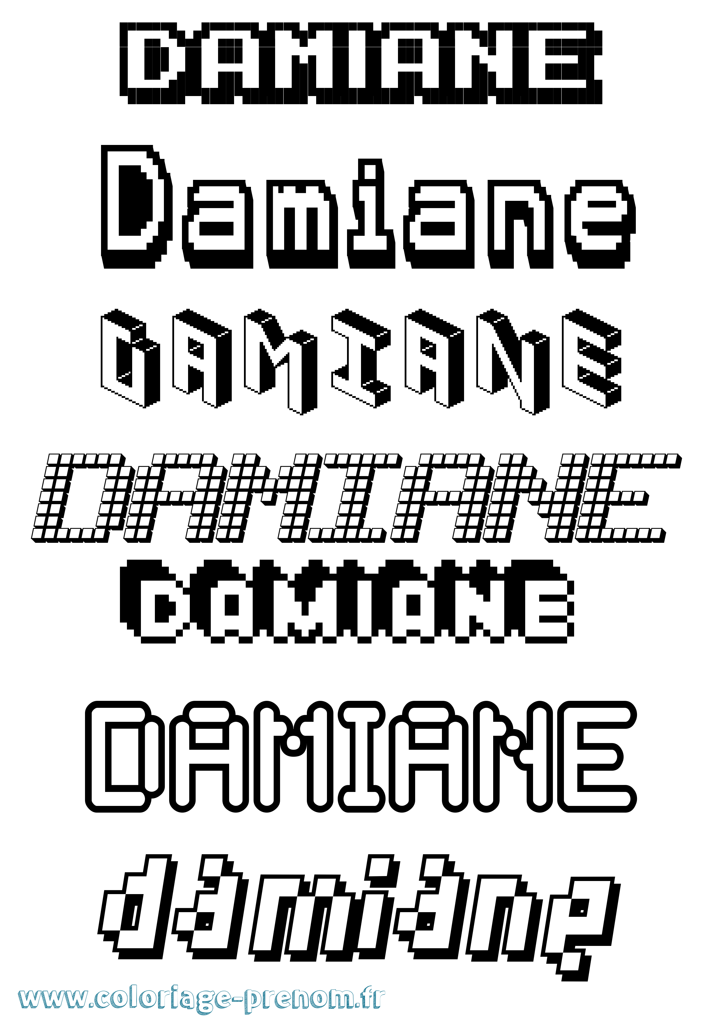 Coloriage Damiane Pixel Coloriage prénom Damiane Pixel
