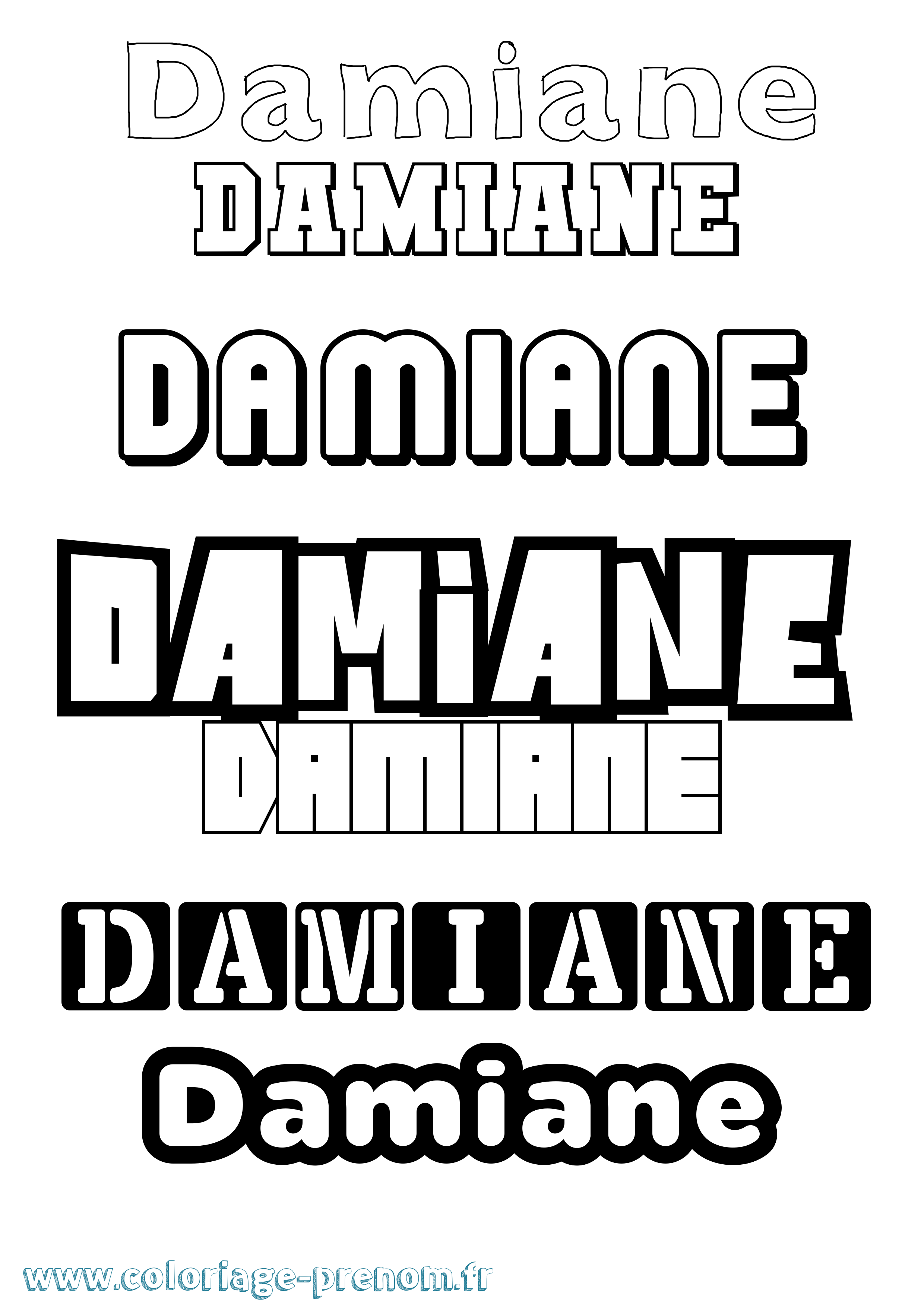 Coloriage Damiane Simple Coloriage prénom Damiane Simple