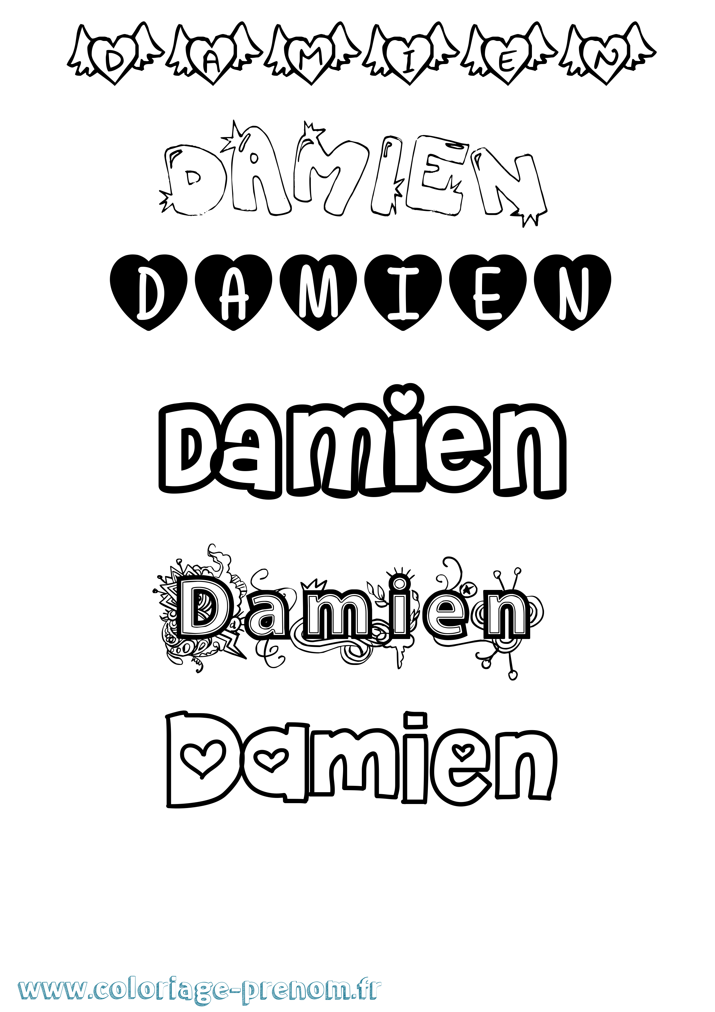Coloriage prénom Damien