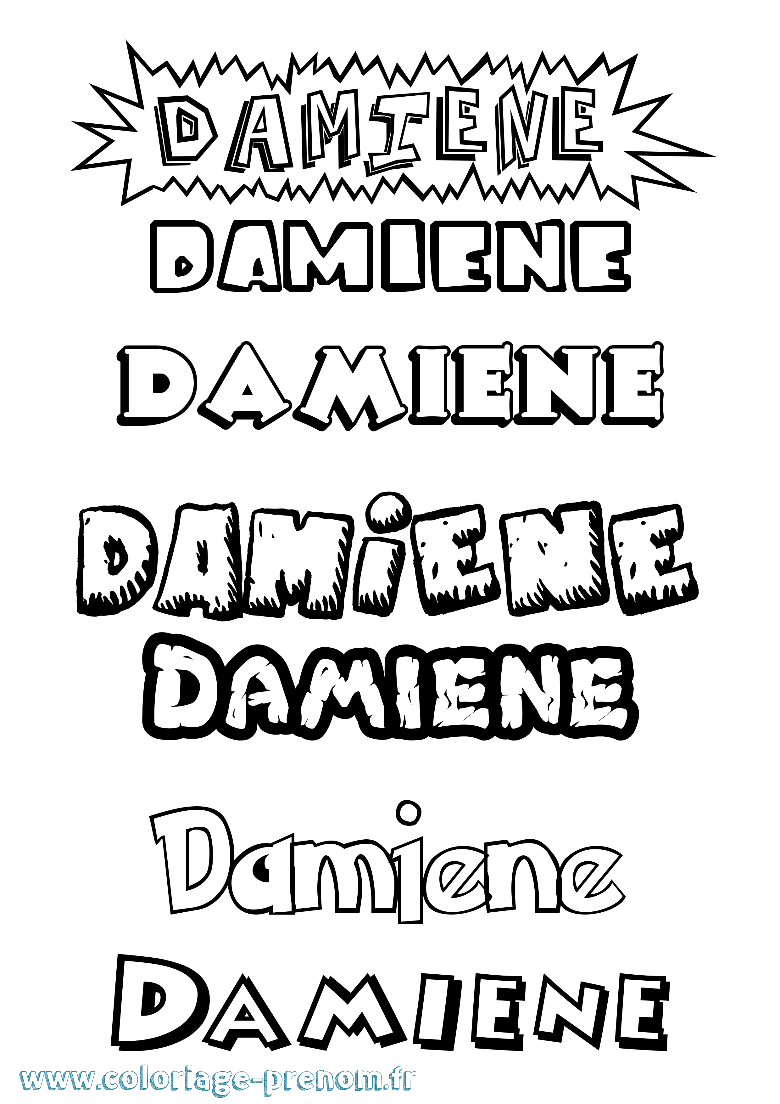 Coloriage prénom Damiene Dessin Animé