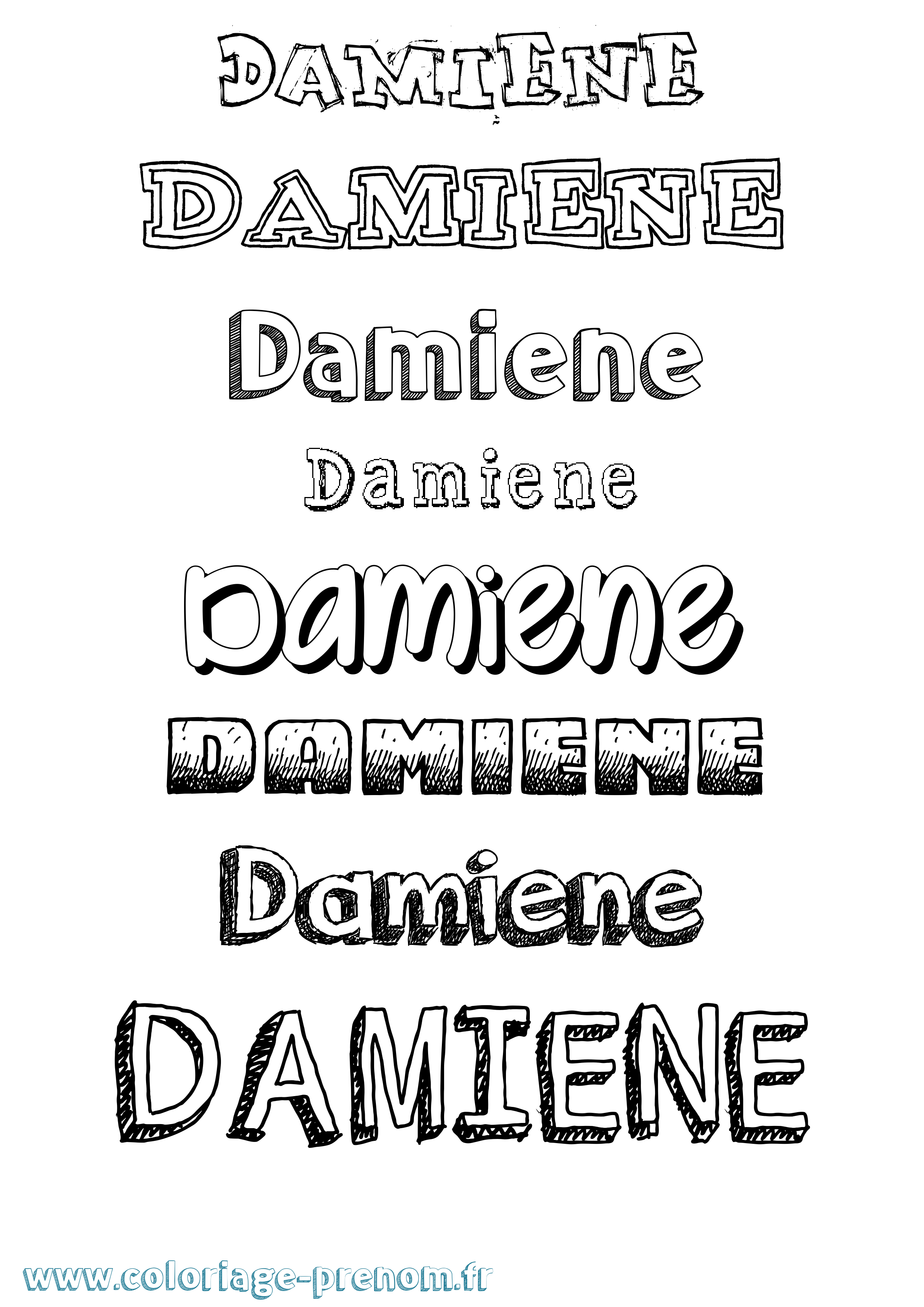 Coloriage prénom Damiene Dessiné