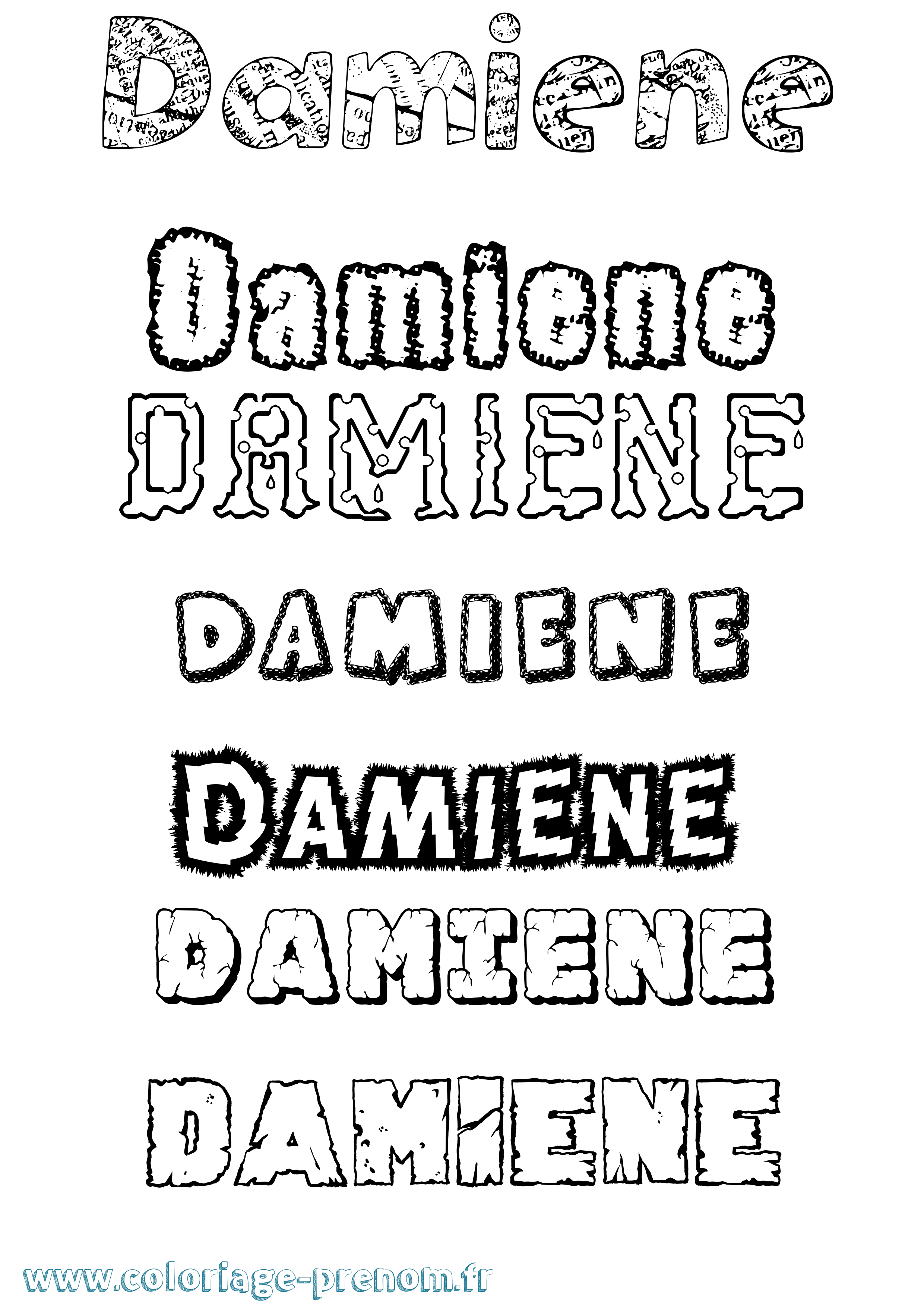 Coloriage prénom Damiene Destructuré