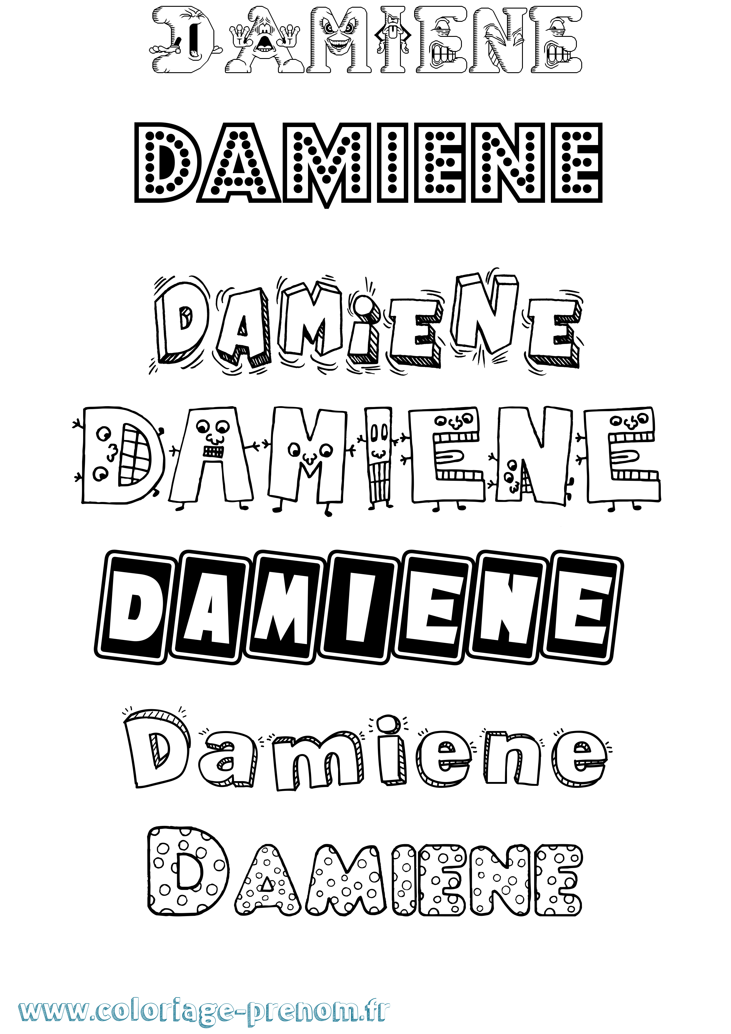 Coloriage prénom Damiene Fun