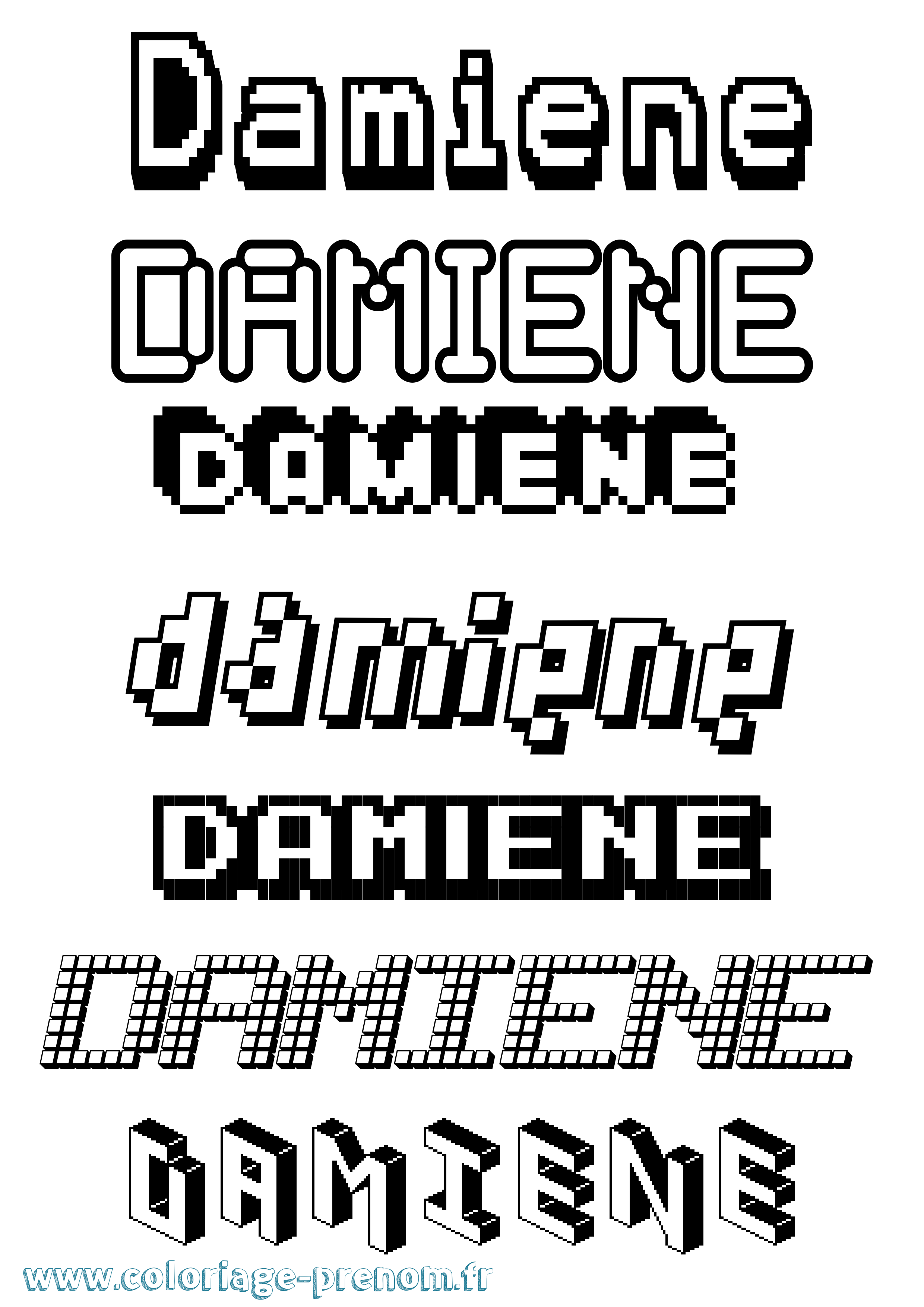Coloriage prénom Damiene Pixel