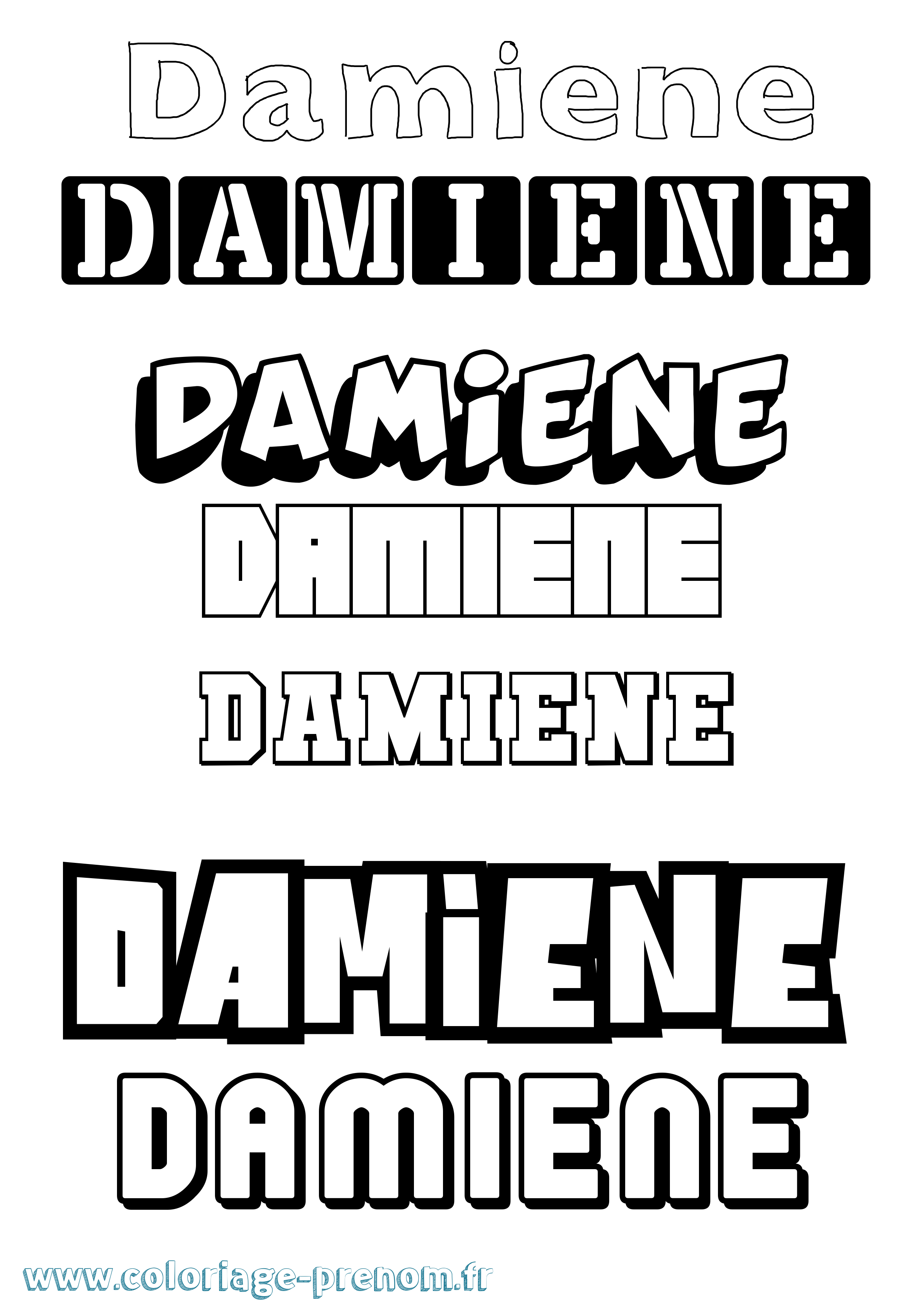 Coloriage prénom Damiene Simple