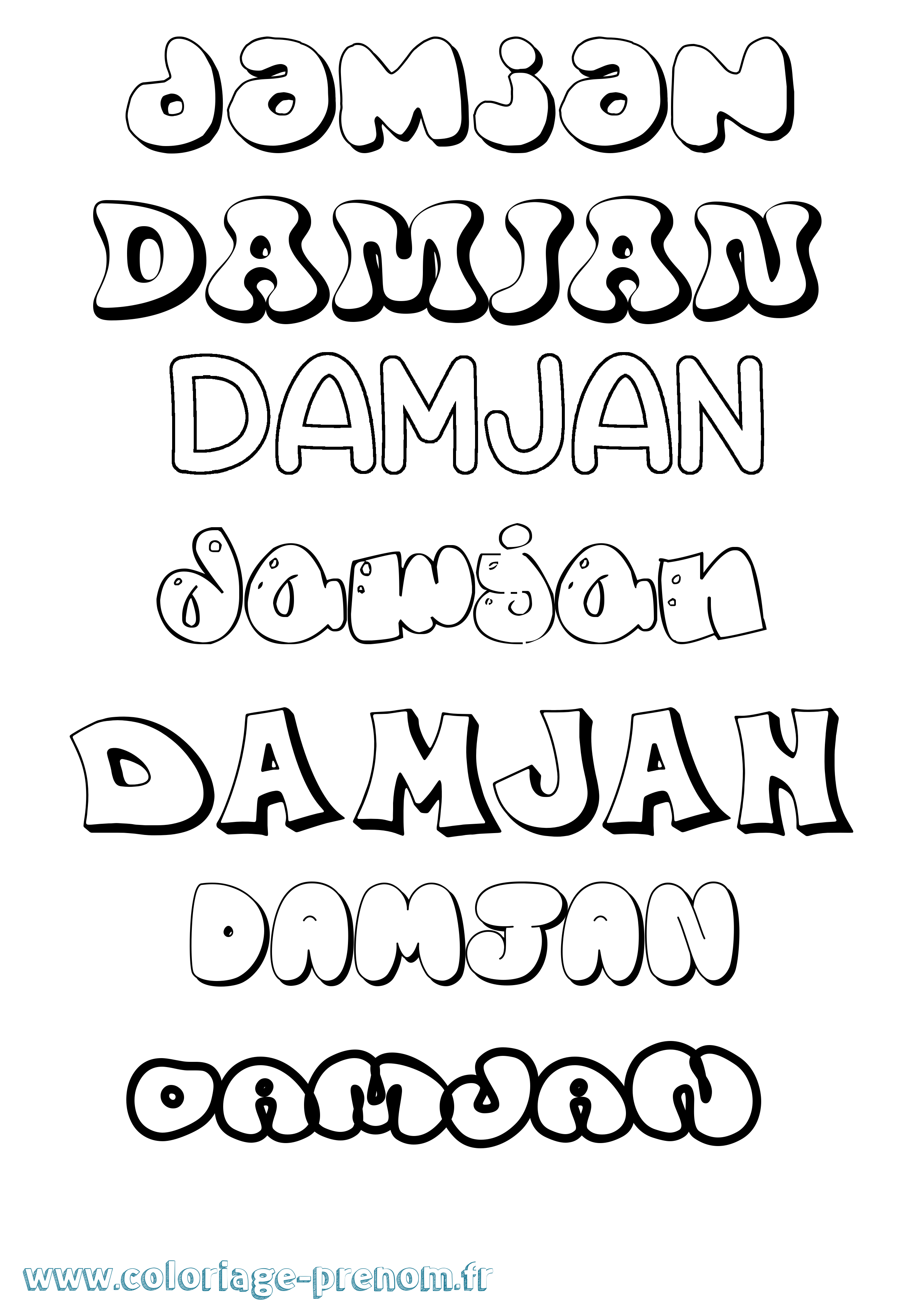 Coloriage Damjan Bubble Coloriage prénom Damjan Bubble