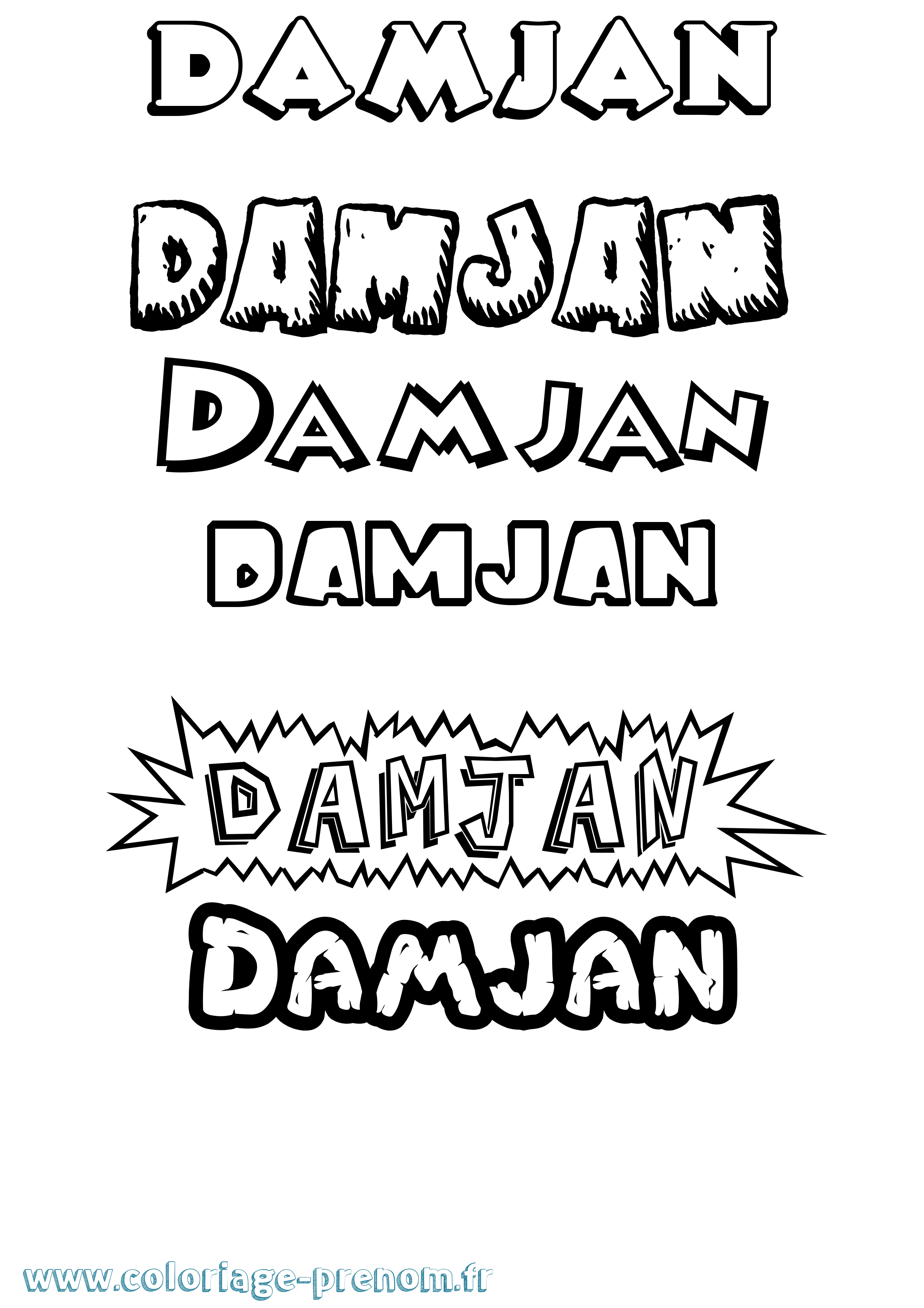 Coloriage Damjan Dessin Animé Coloriage prénom Damjan Dessin Animé
