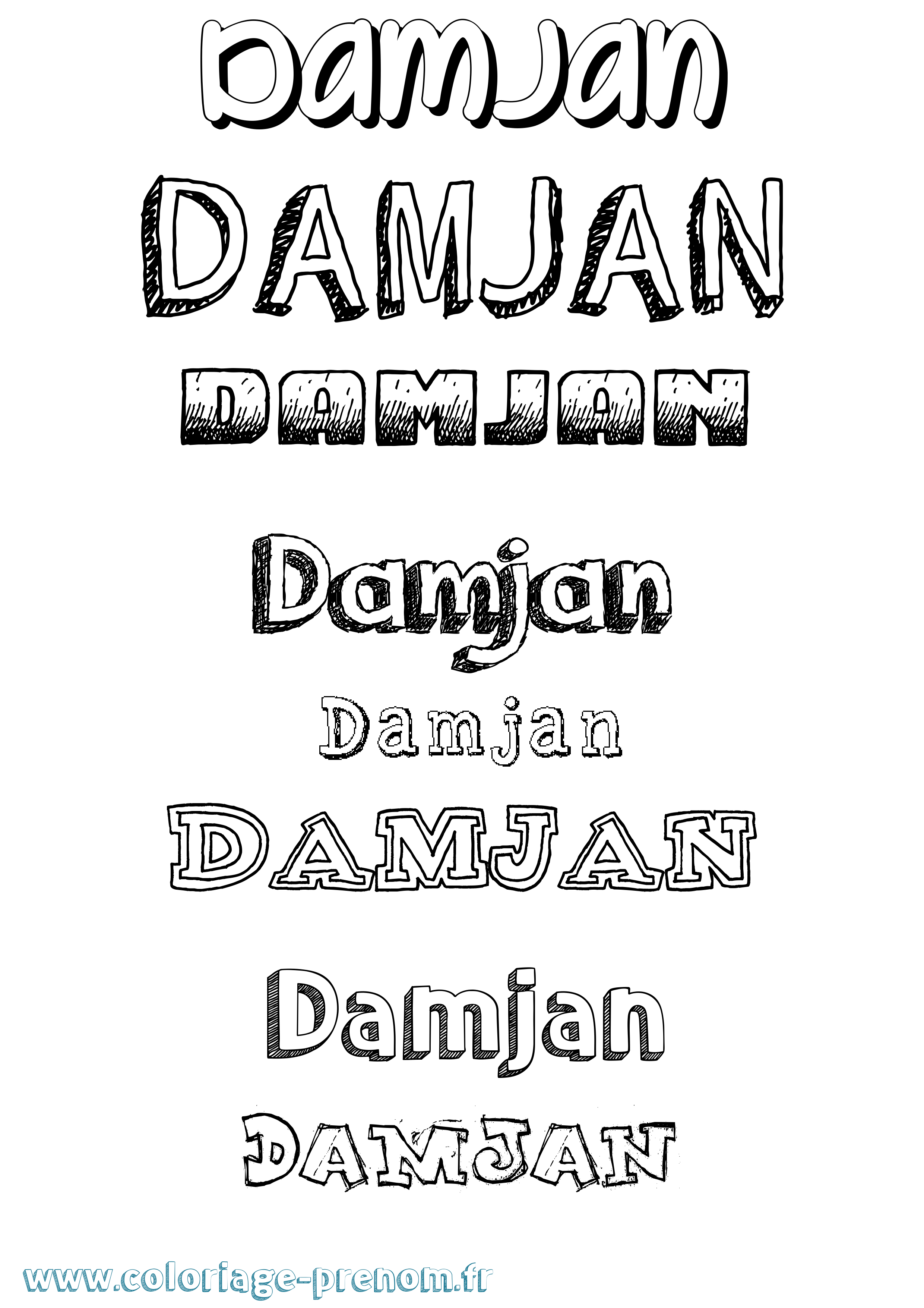 Coloriage Damjan Dessiné Coloriage prénom Damjan Dessiné
