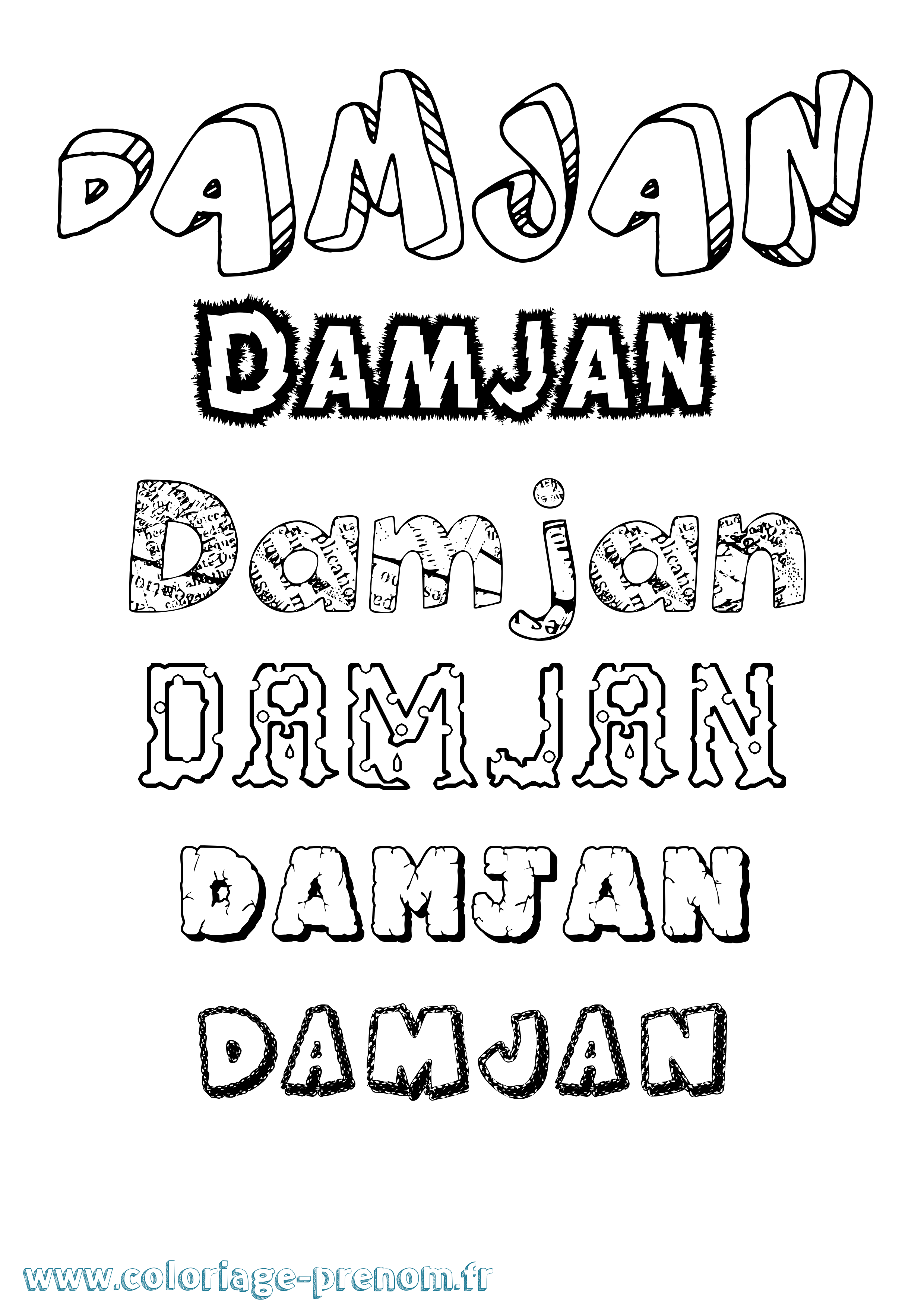 Coloriage Damjan Destructuré Coloriage prénom Damjan Destructuré