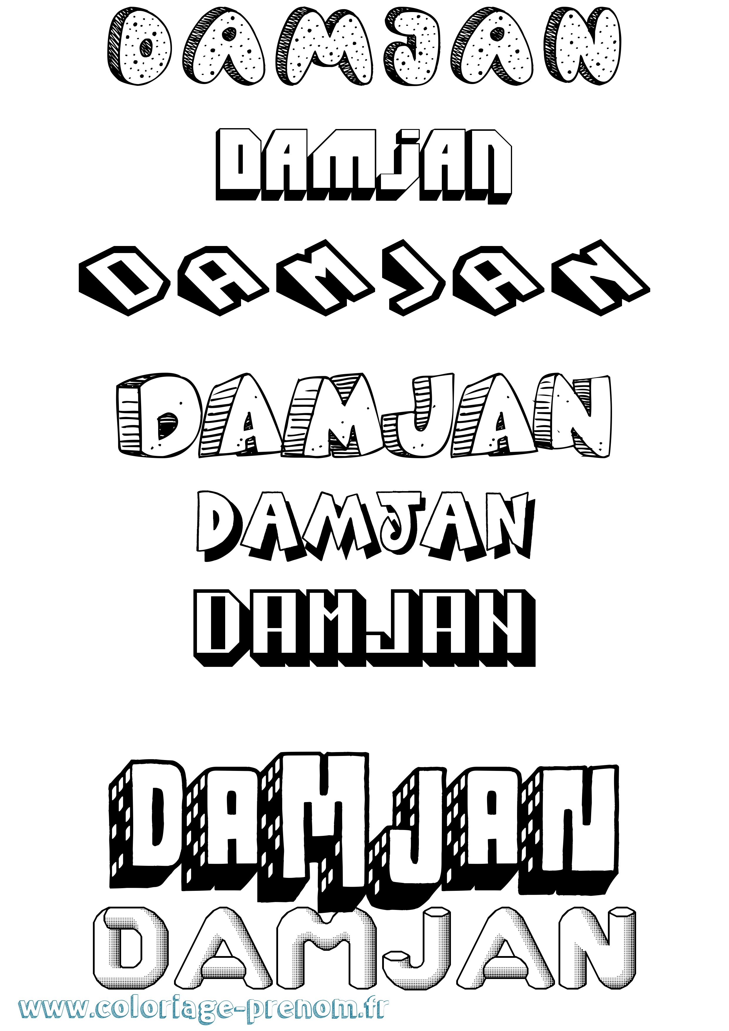 Coloriage Damjan Effet 3D Coloriage prénom Damjan Effet 3D