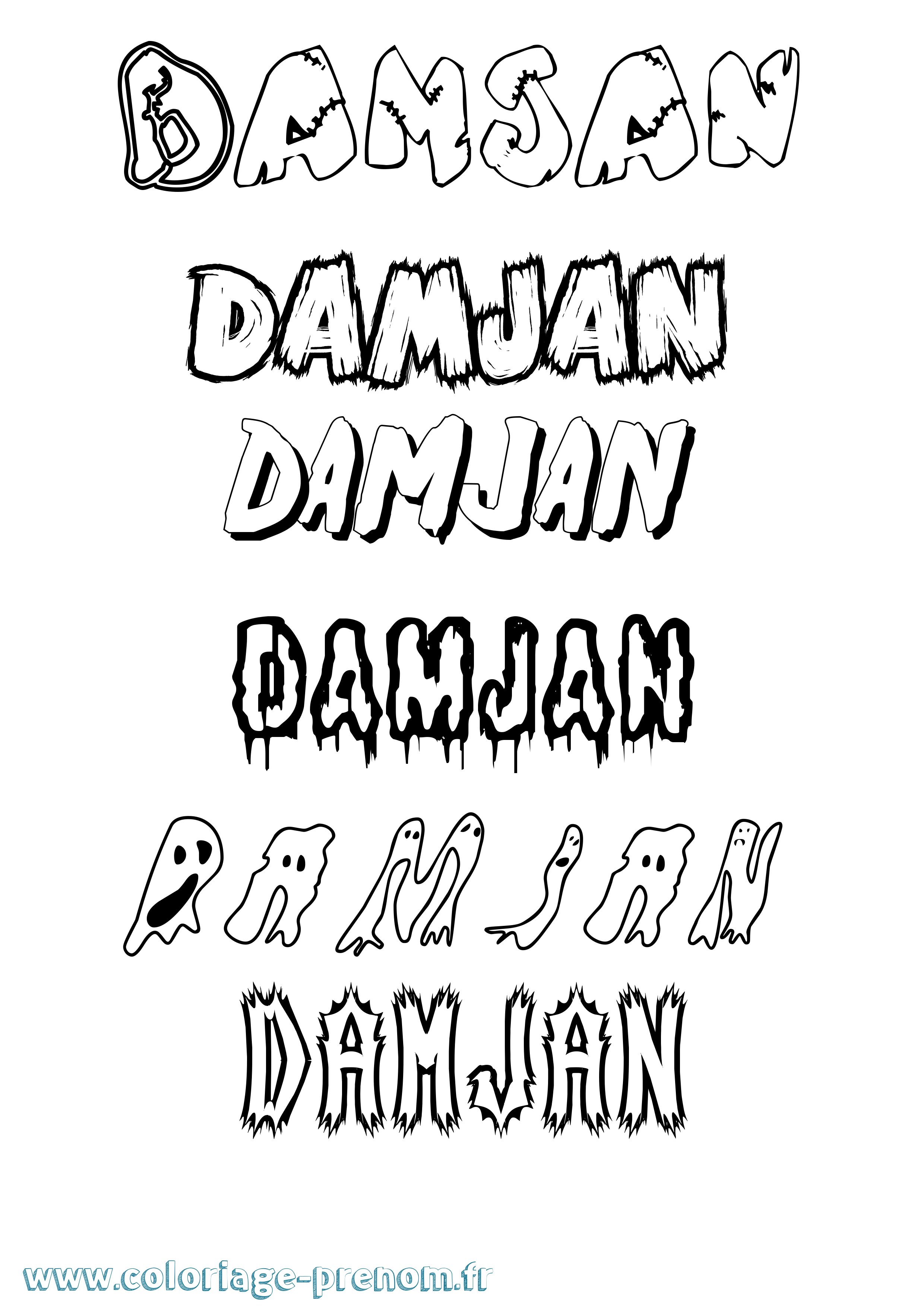 Coloriage Damjan Frisson Coloriage prénom Damjan Frisson