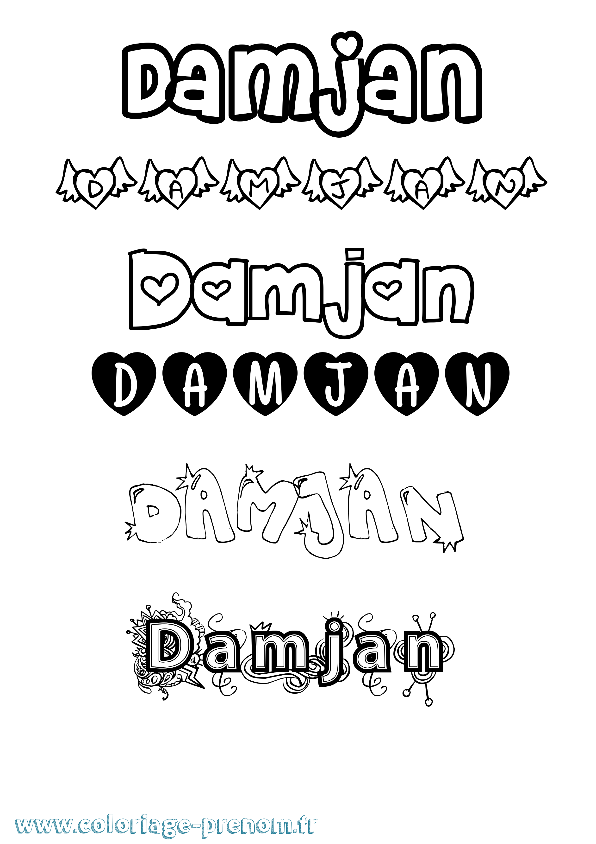 Coloriage Damjan Girly Coloriage prénom Damjan Girly