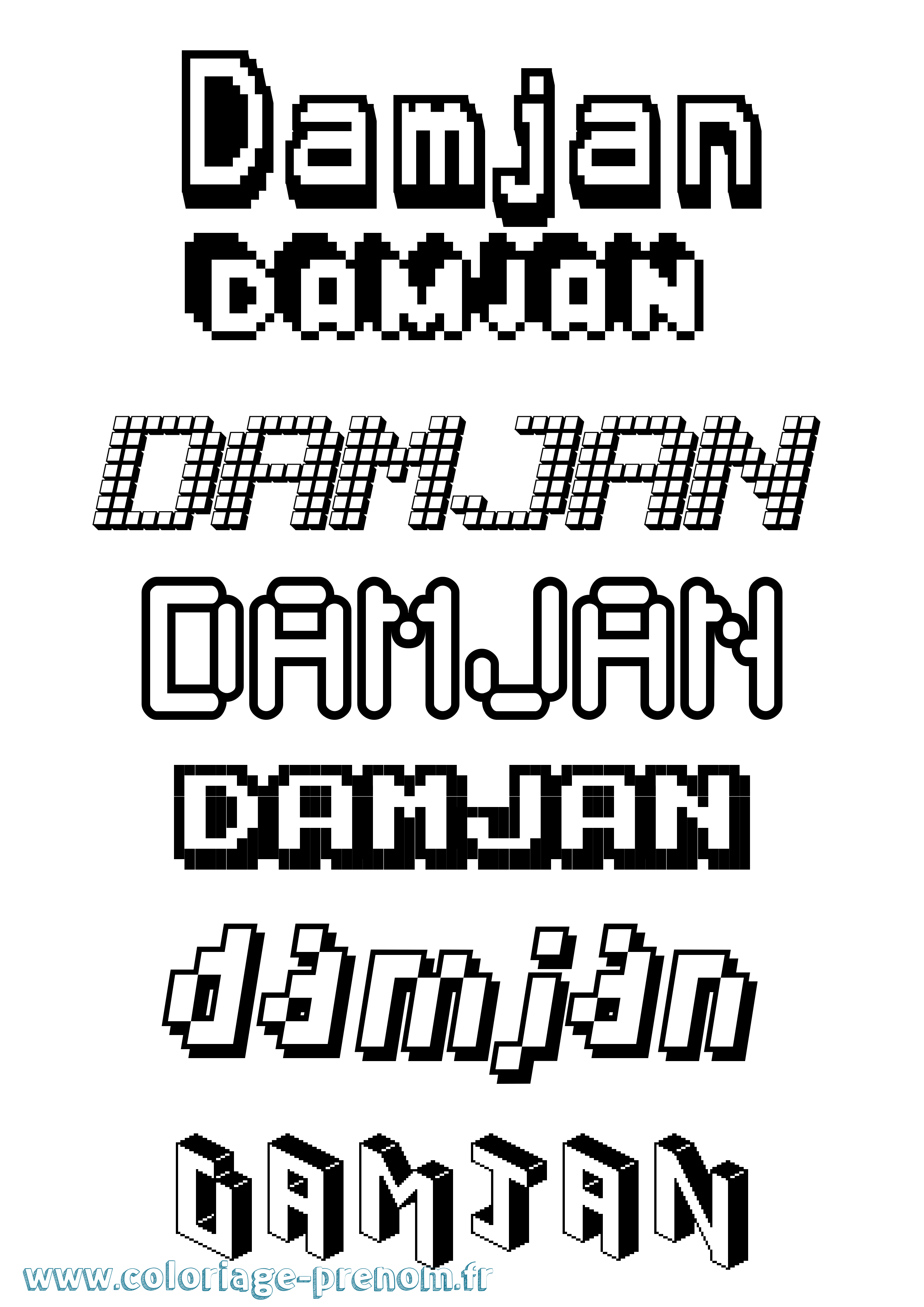 Coloriage Damjan Pixel Coloriage prénom Damjan Pixel