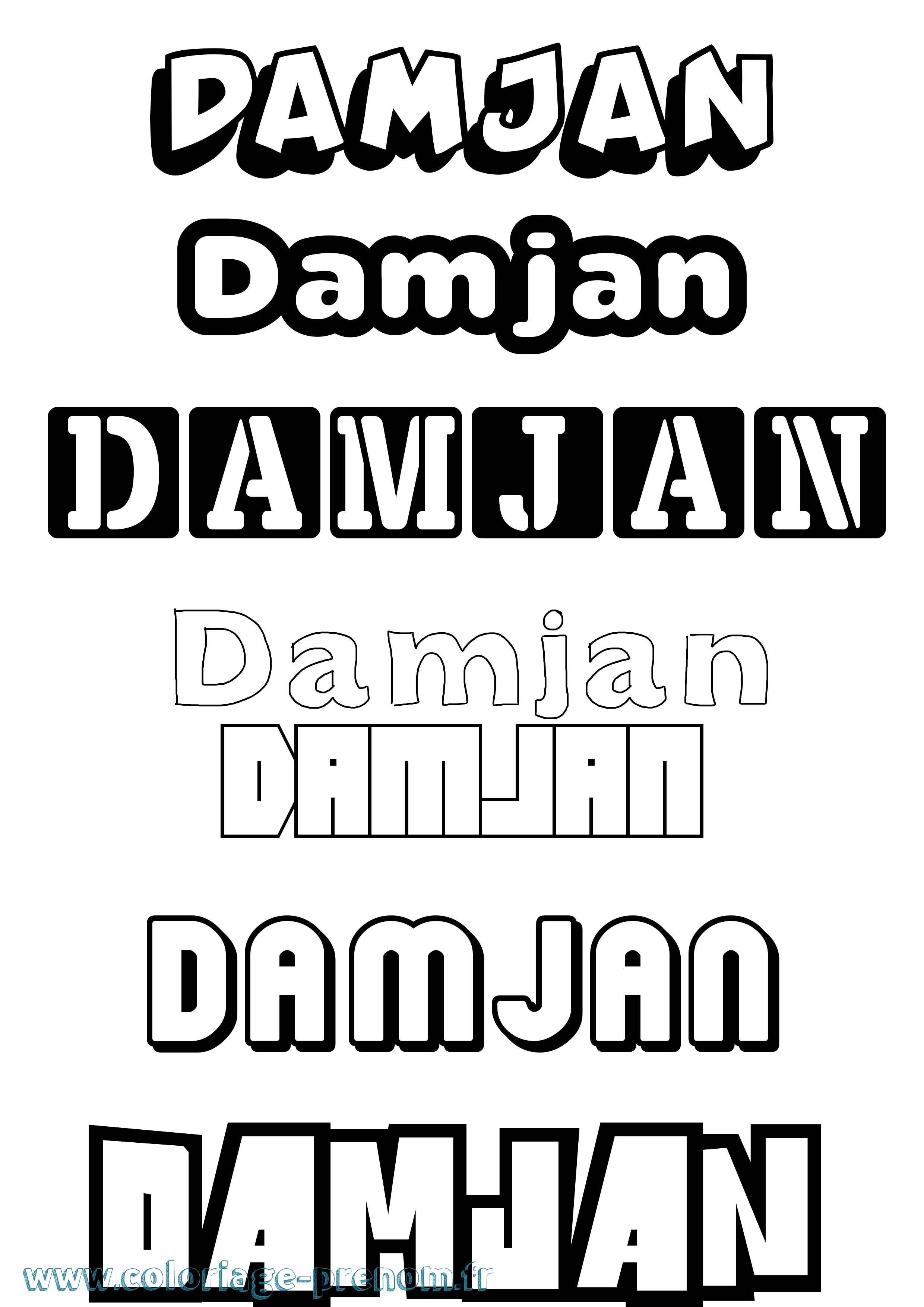 Coloriage Damjan Simple Coloriage prénom Damjan Simple