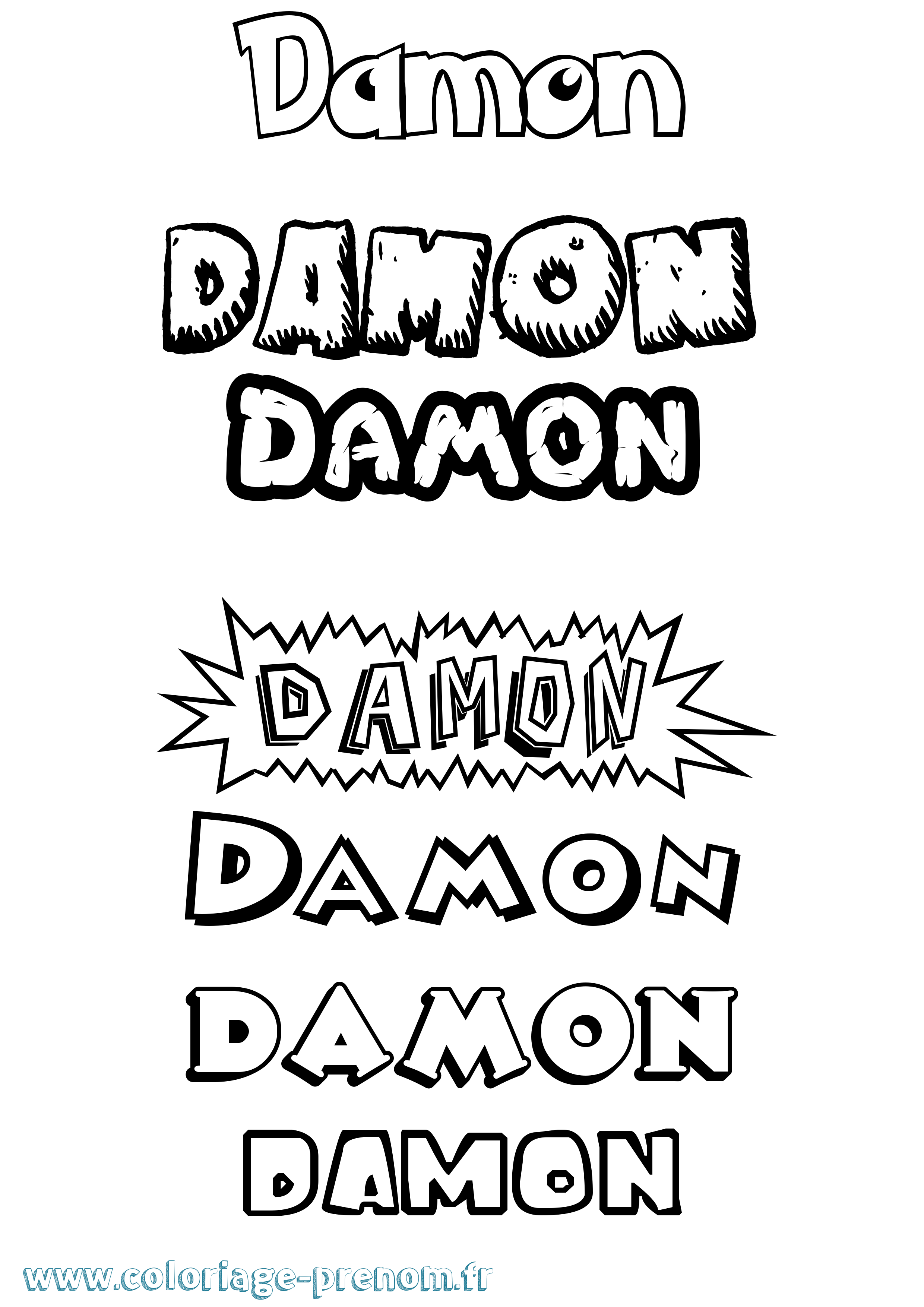 Coloriage prénom Damon Dessin Animé