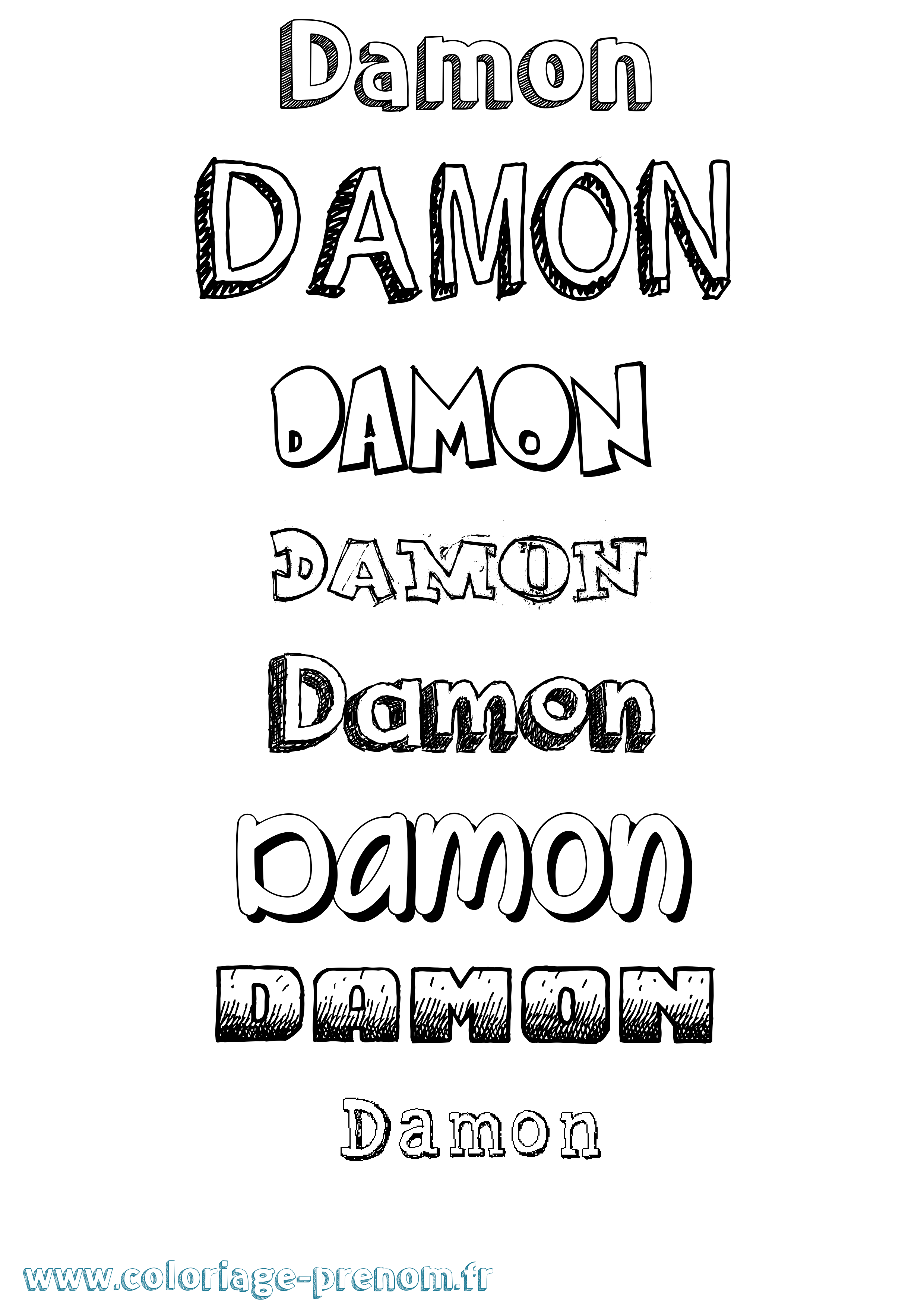 Coloriage prénom Damon Dessiné