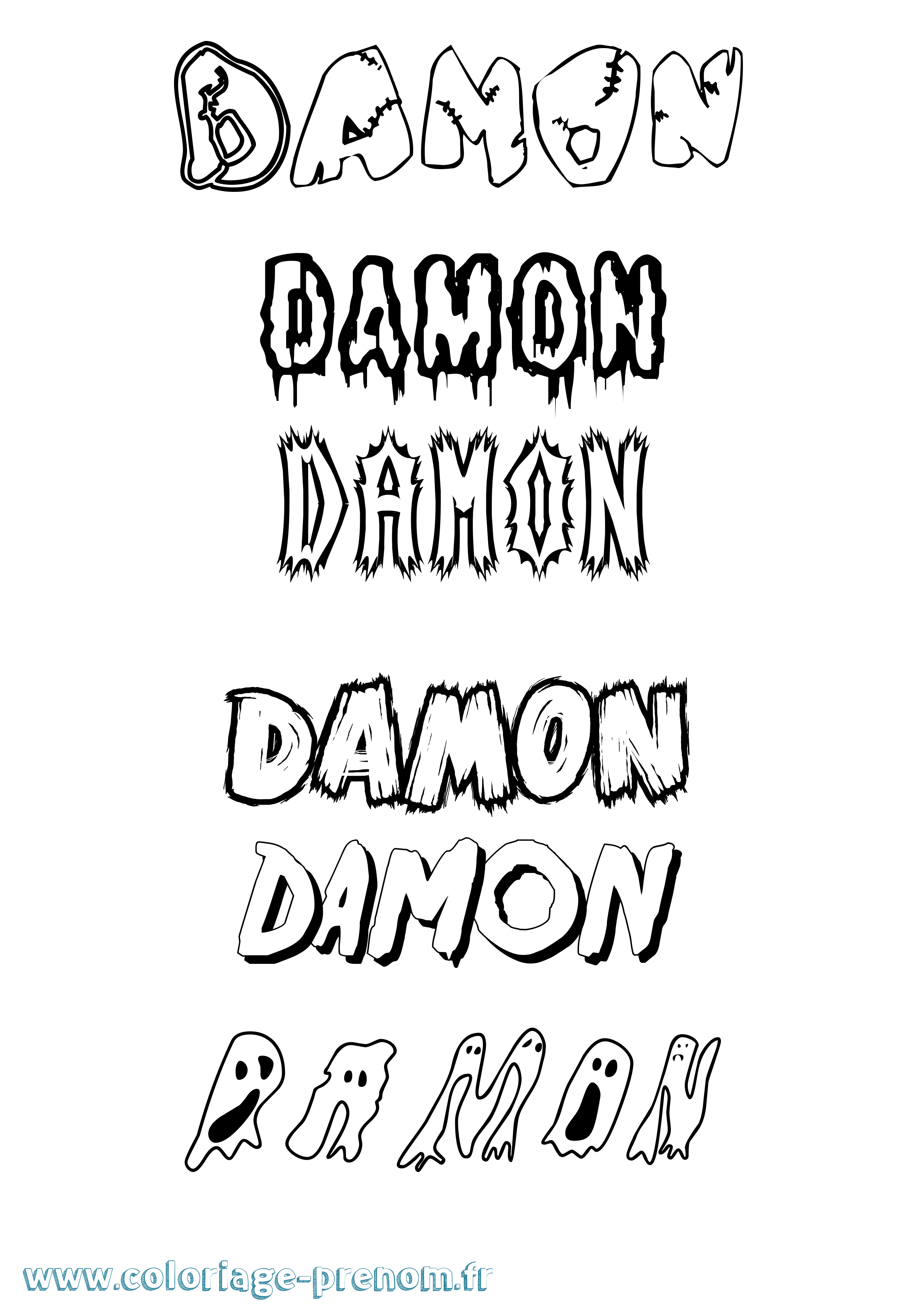 Coloriage prénom Damon Frisson