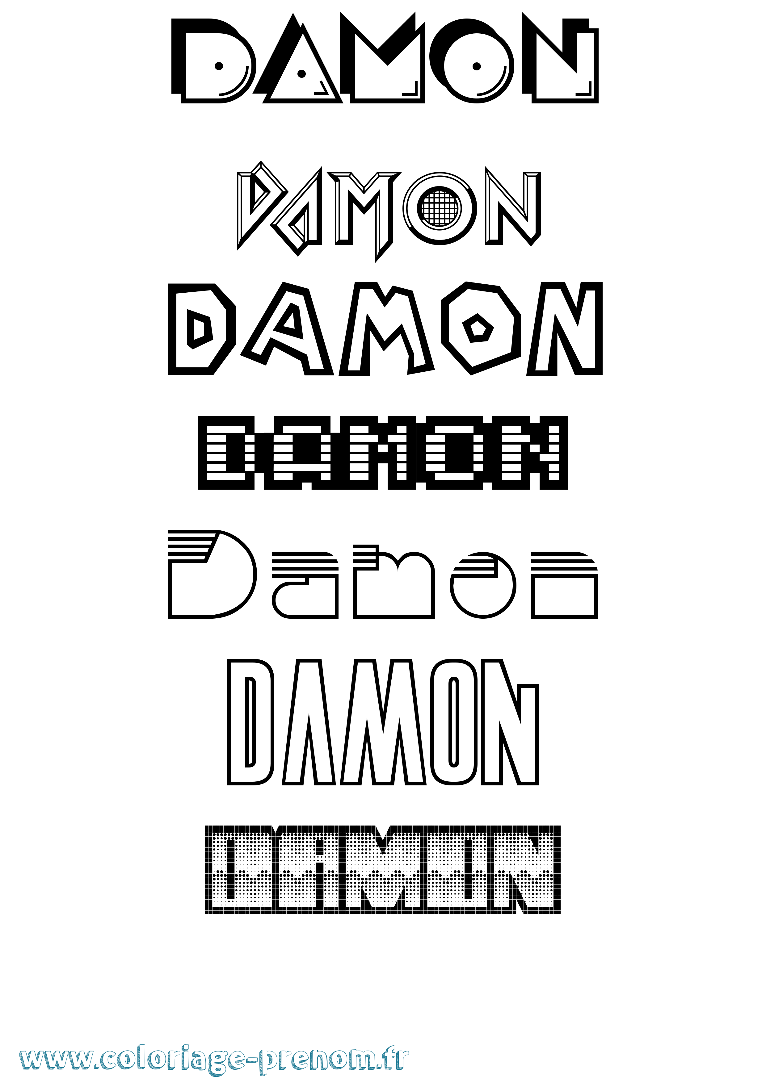 Coloriage prénom Damon Jeux Vidéos